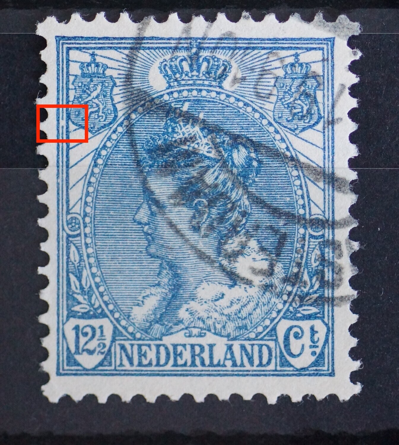 NVPH 63 - breuk in kaderlijn bij linker wapenschild