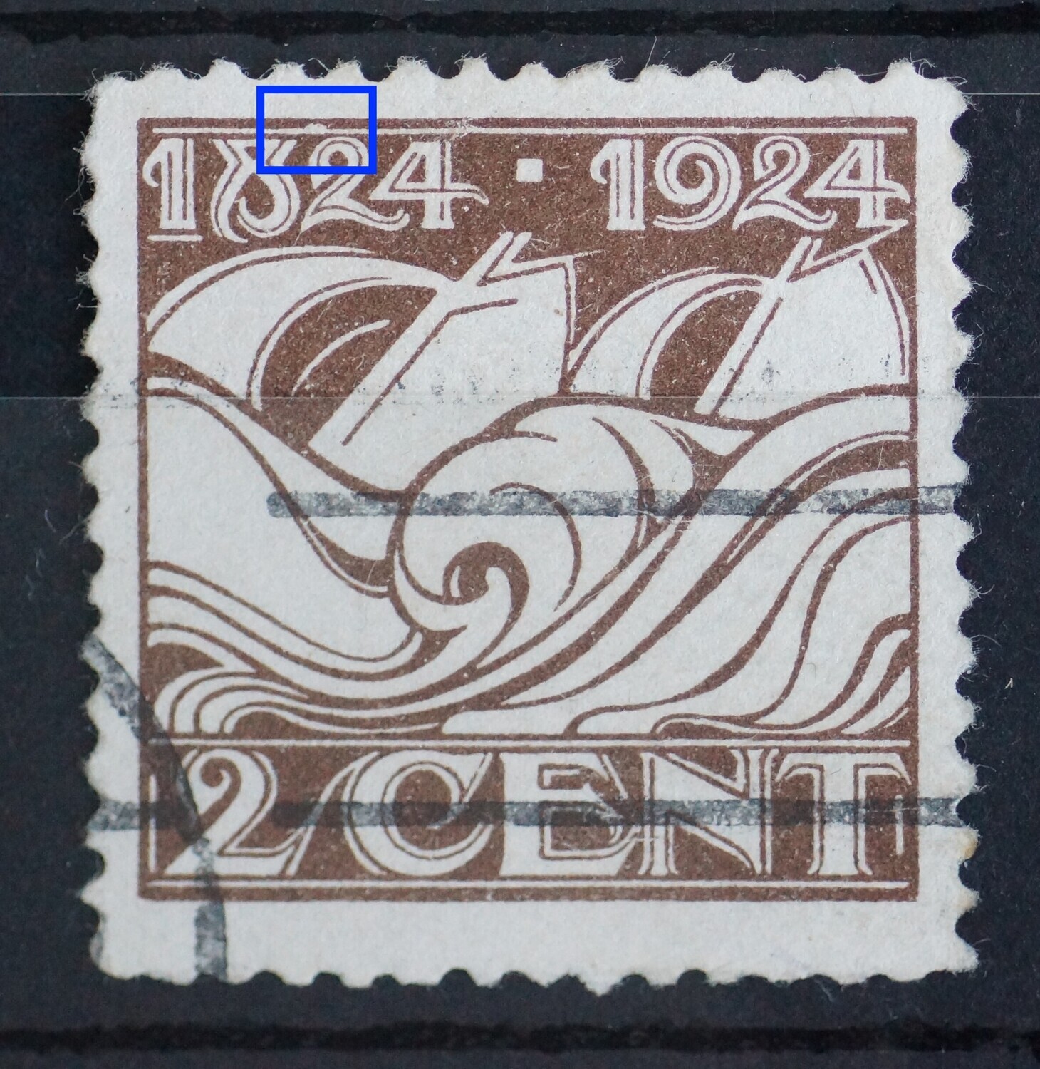 NVPH 139 - witte vlek boven de 2 van 1824
