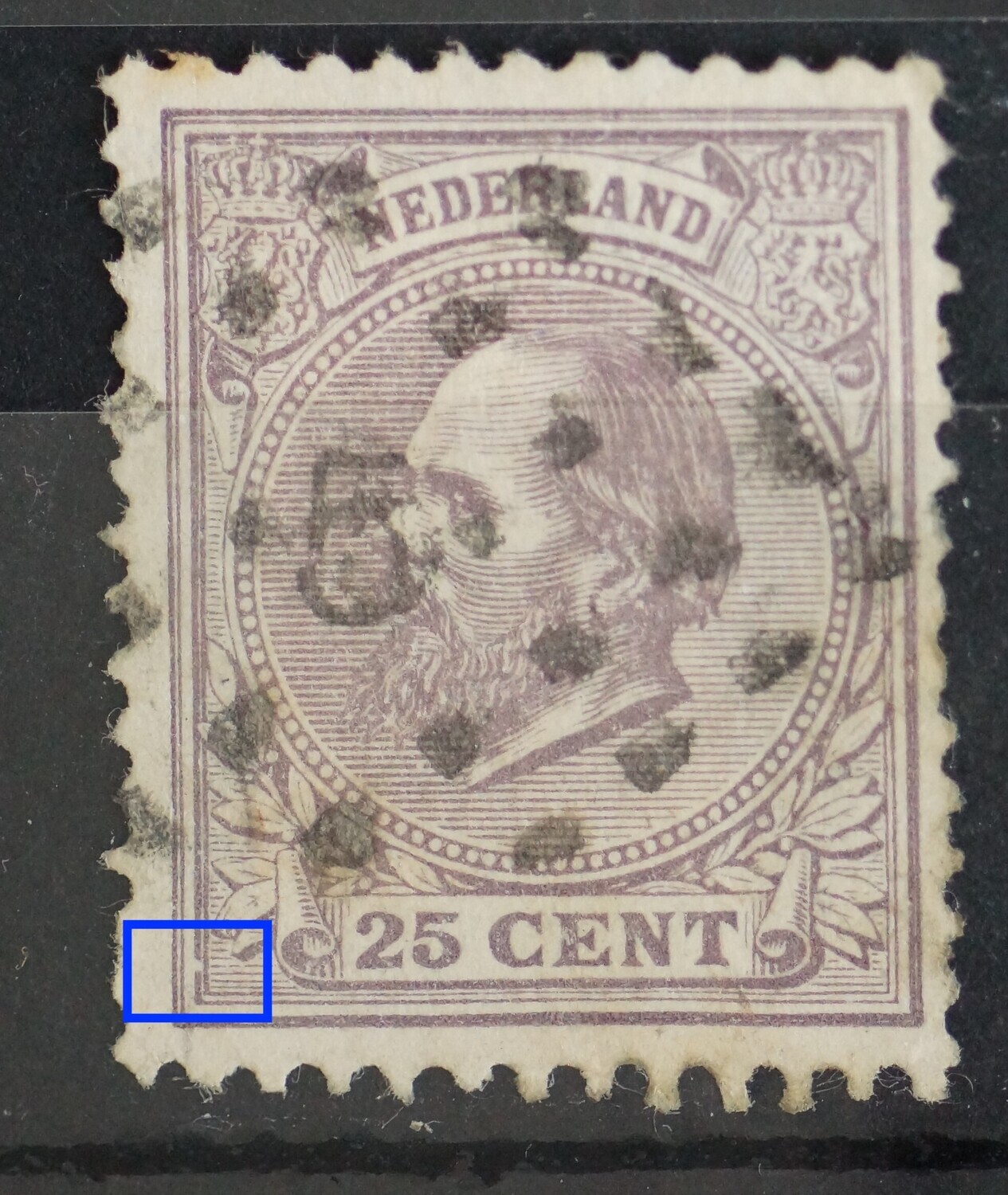 NVPH 26 - breuk in kaderlijn links, onder NVPH 26 - breuk in kaderlijn links, onder