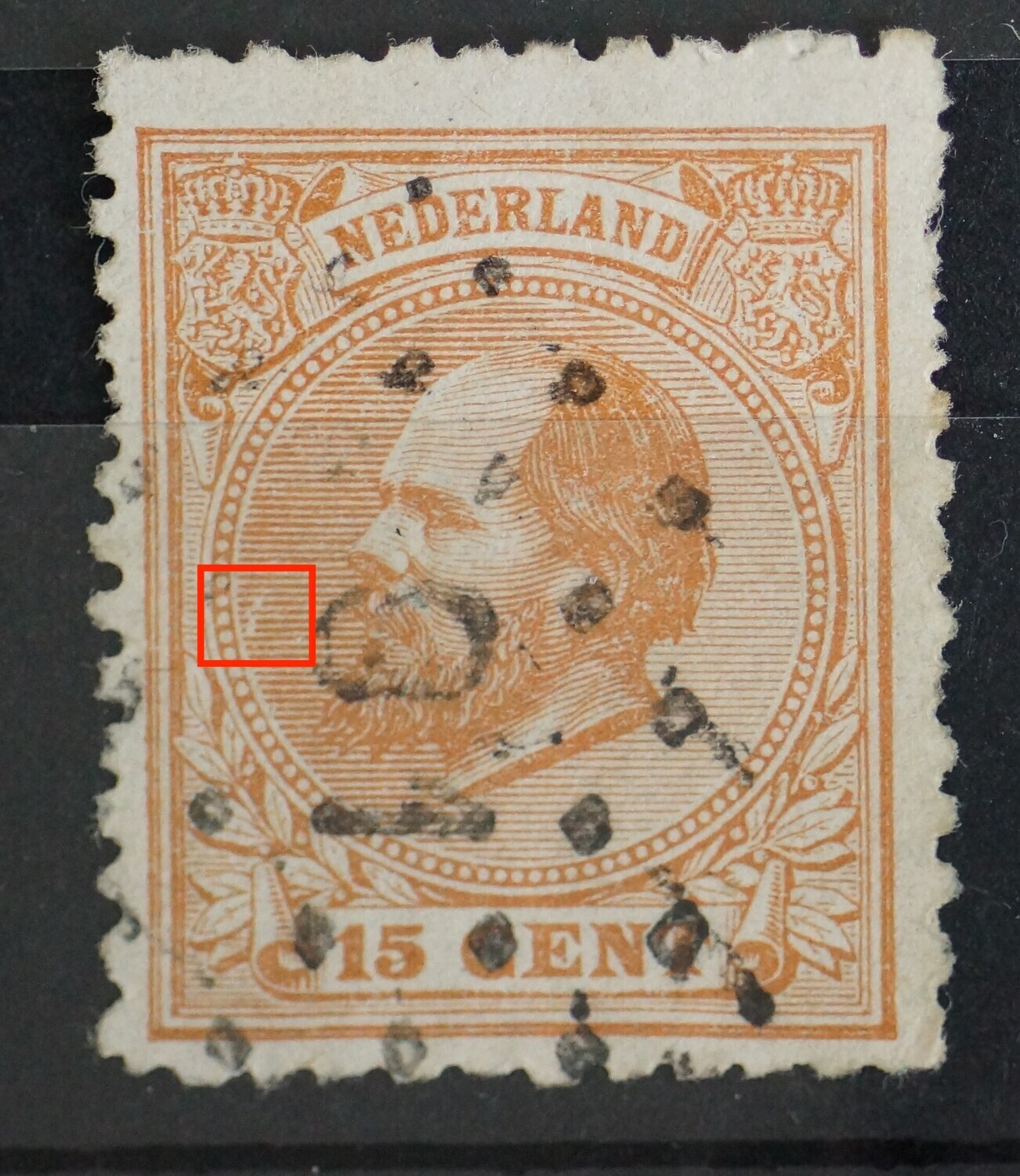 NVPH 23 - beschadigde arcering voor de baard