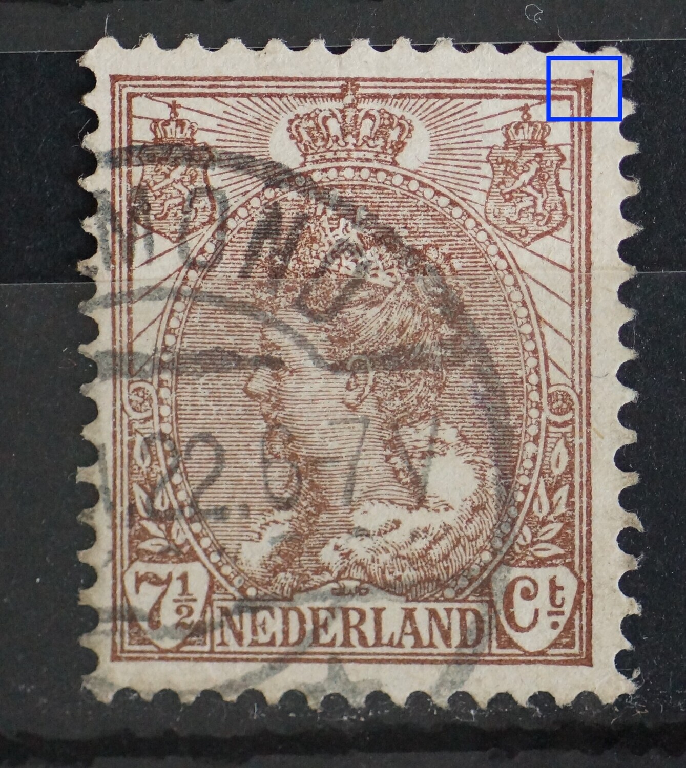 NVPH 61 -bruine vlek in rechter bovenhoek NVPH 61 -bruine vlek in rechter bovenhoek