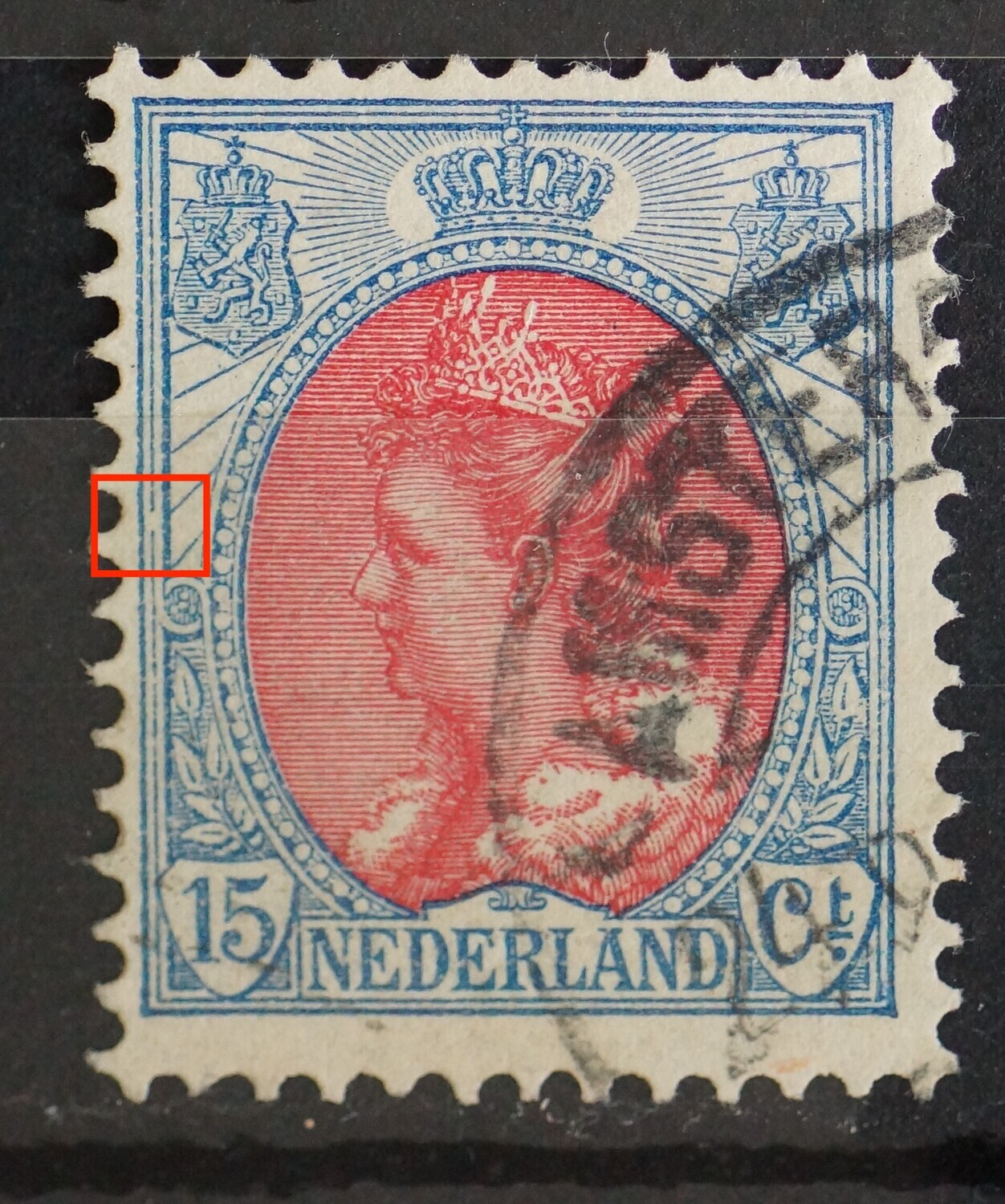 NVPH 65 - breuk in kaderlijn links NVPH 65 - breuk in kaderlijn links