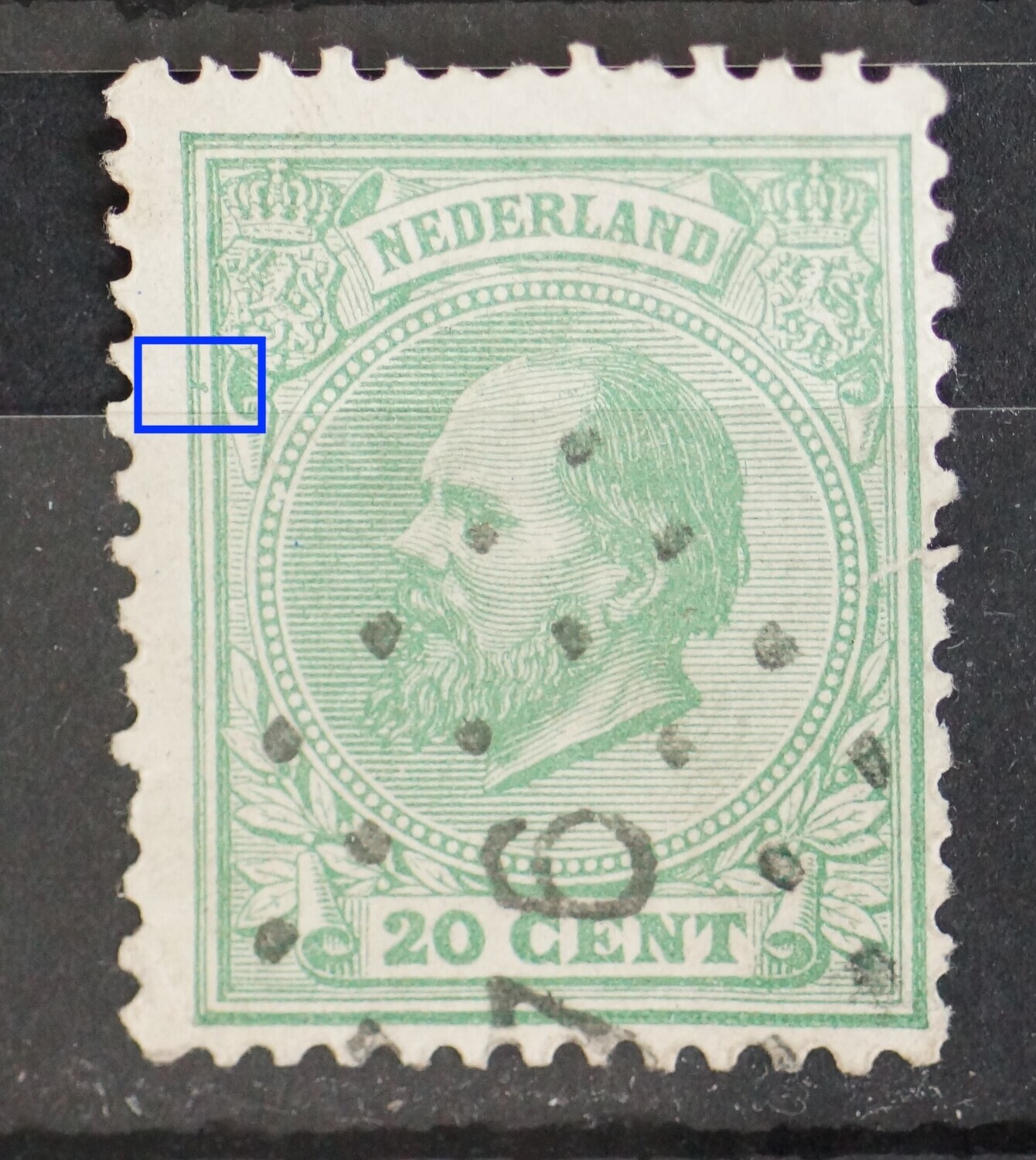 NVPH 24 - groene stip tussen kaderlijnen likns