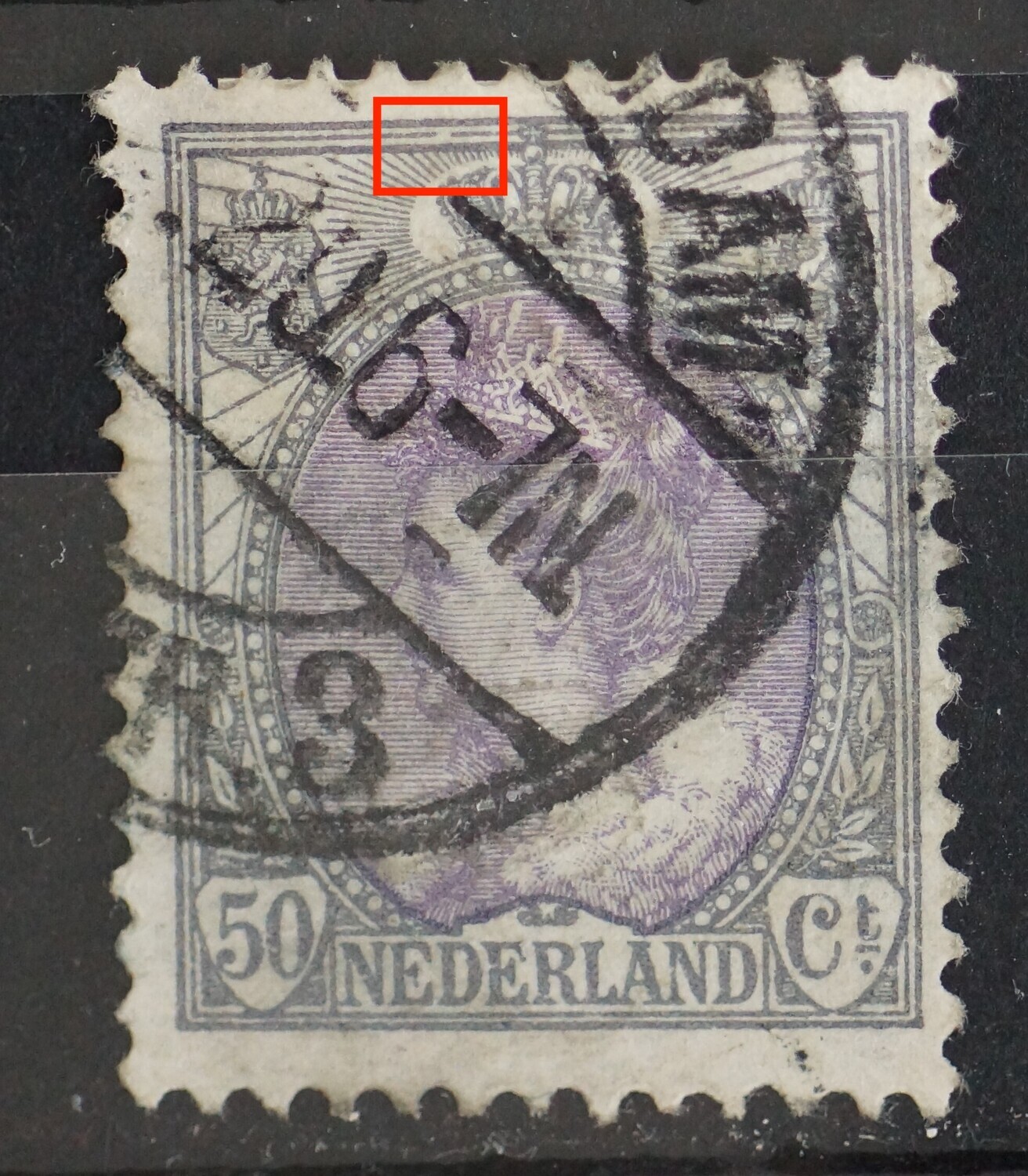 NVPH 75 - breuk in kaderlijn boven