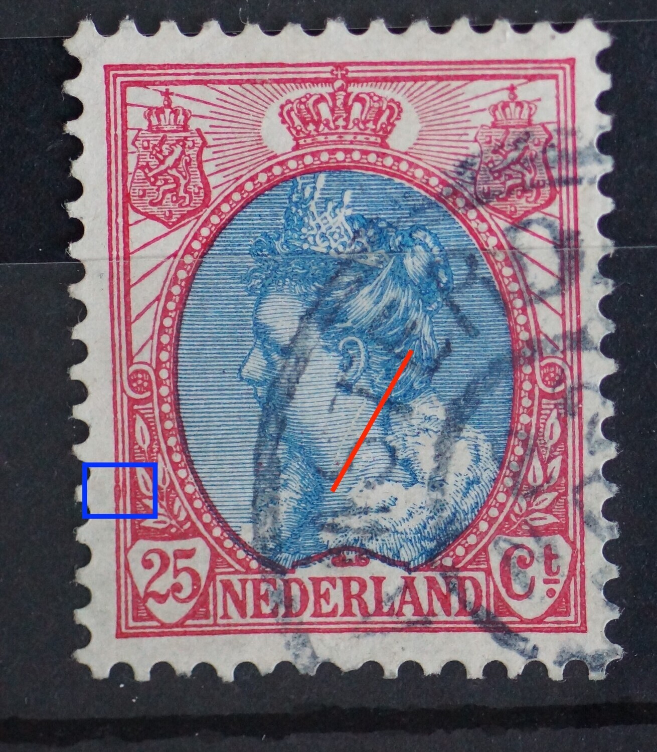 NVPH 71 - o.a. graveerkras in het gezicht NVPH 71 - o.a. graveerkras in het gezicht