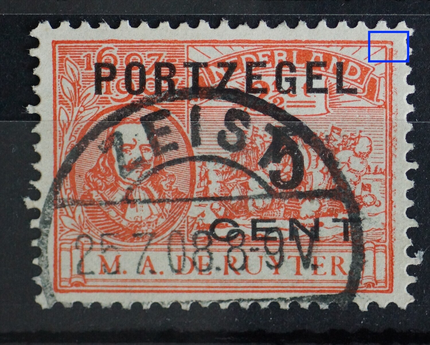 NVPH P40 - breuk in rechterbovenhoek NVPH P40 - breuk in rechterbovenhoek