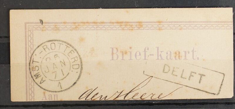 Amst:-Rotterd: 1 en haltestempel Delft op fragment