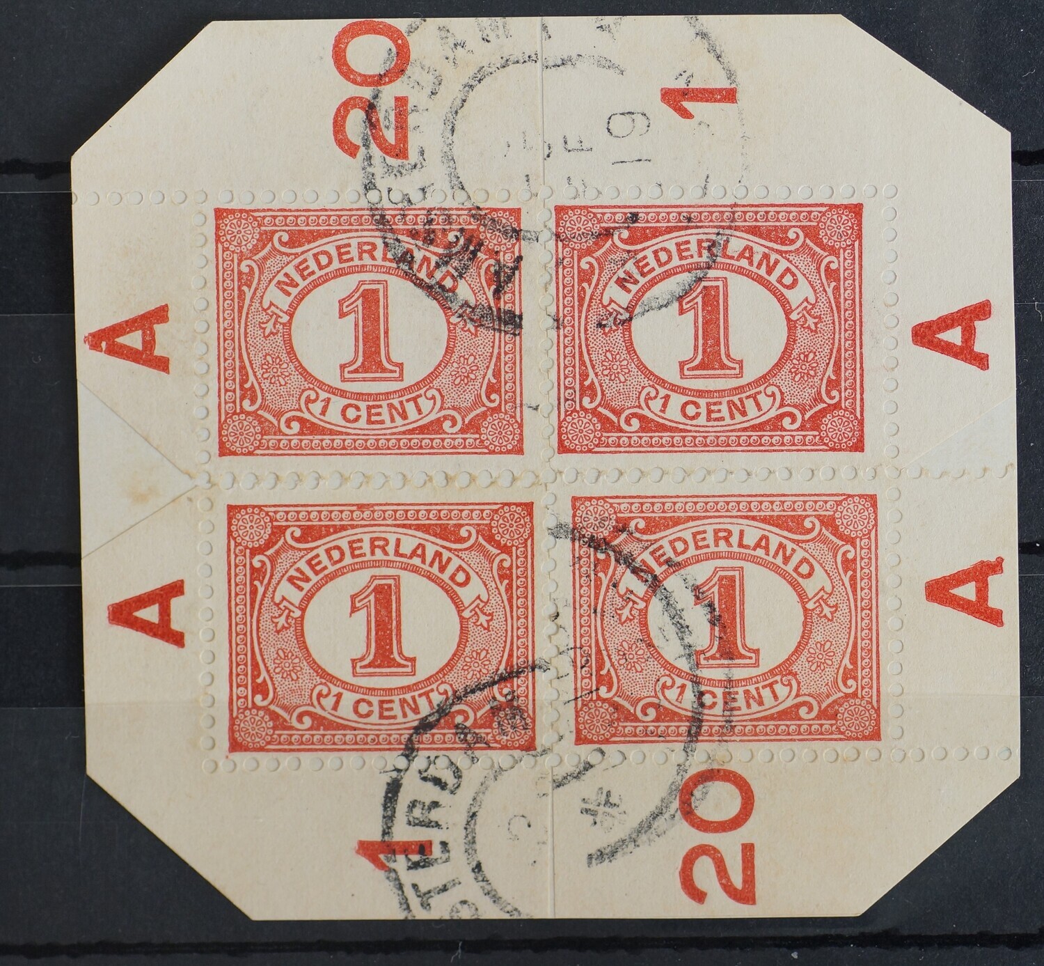 Samengesteld blok NVPH 51 (grootrond Amsterdam 1919) met velranden