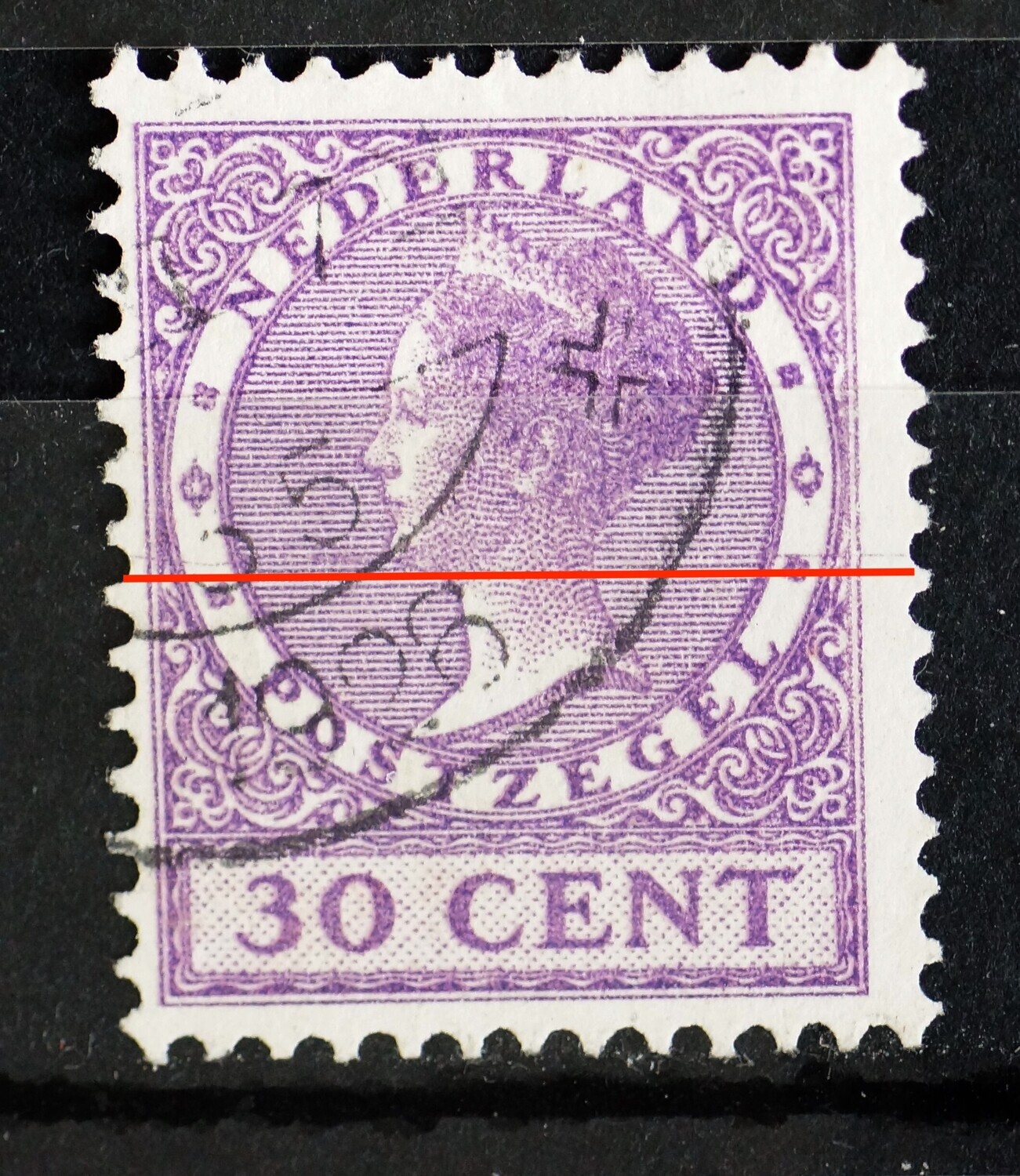 NVPH 194 - horizontale violette lijn/graveerkras