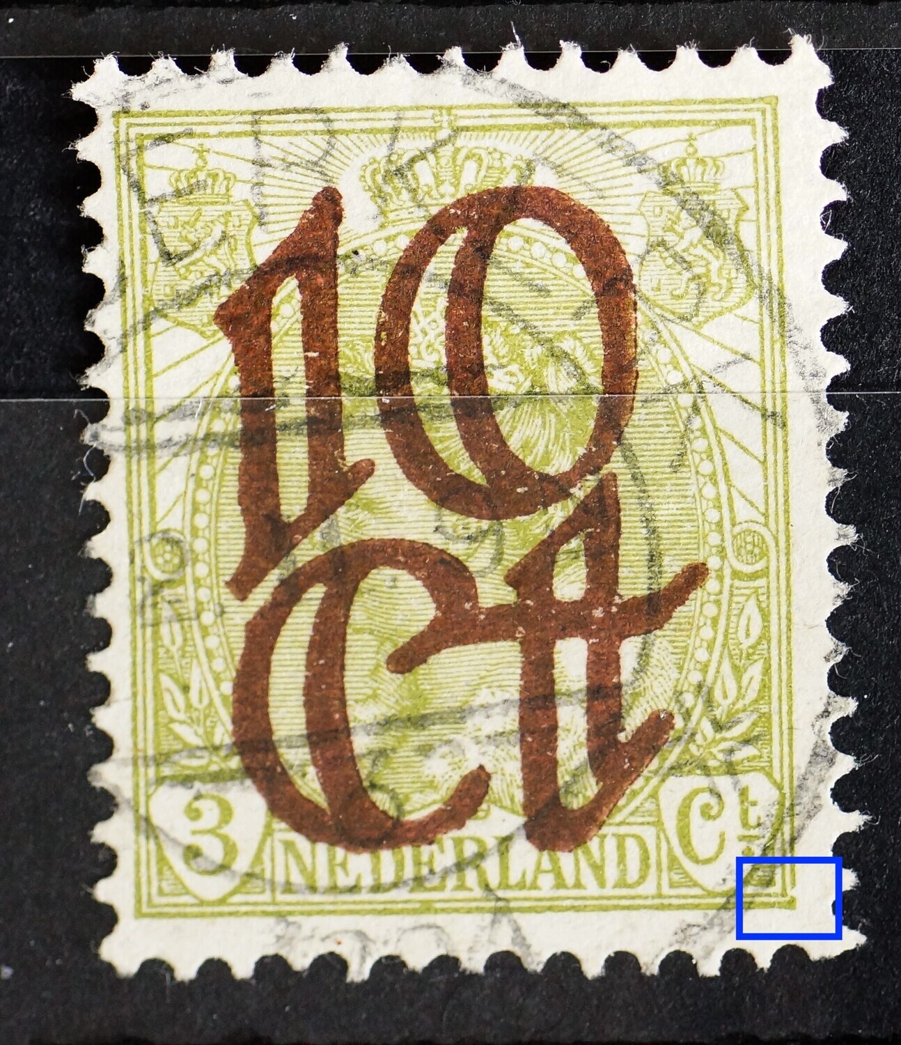 NVPH 116 - breuk in kaderlijn rechts, onder