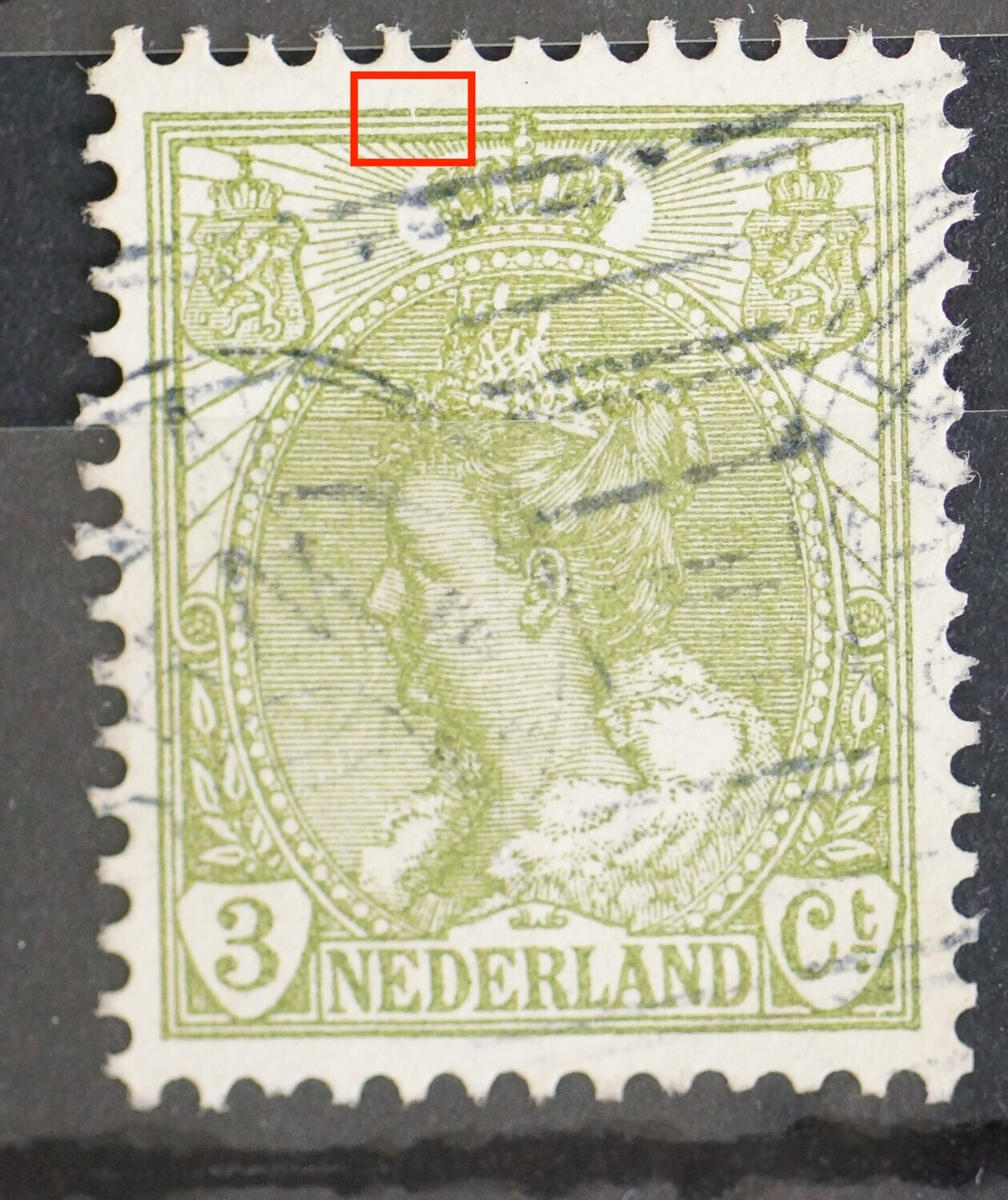 NVPH 57  - breuk in kaderlijn boven