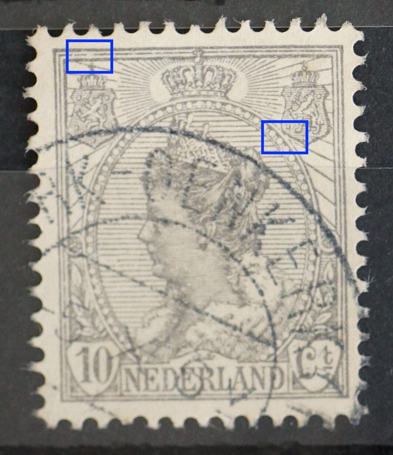 NVPH 81 - o.a. breuk in kaderlijn boven, links
