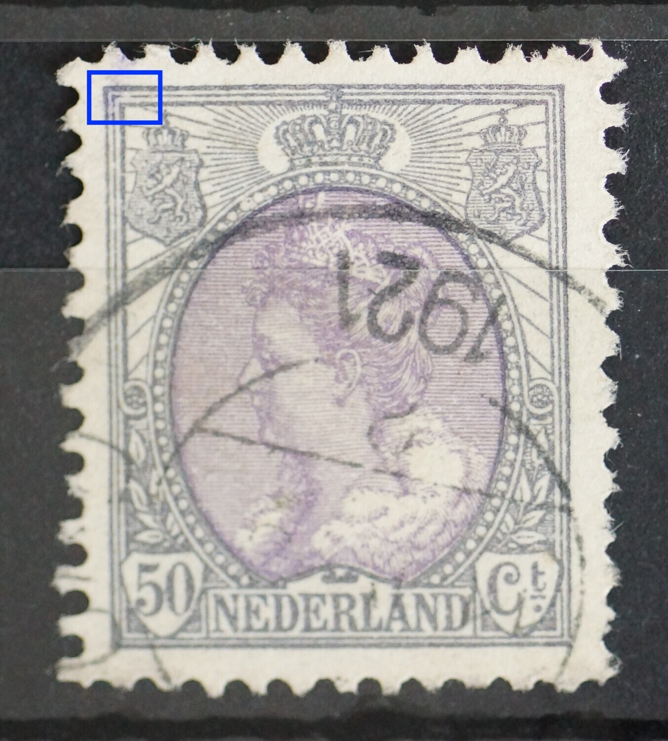 NVPH 75 - breuk in kaderlijn boven, links