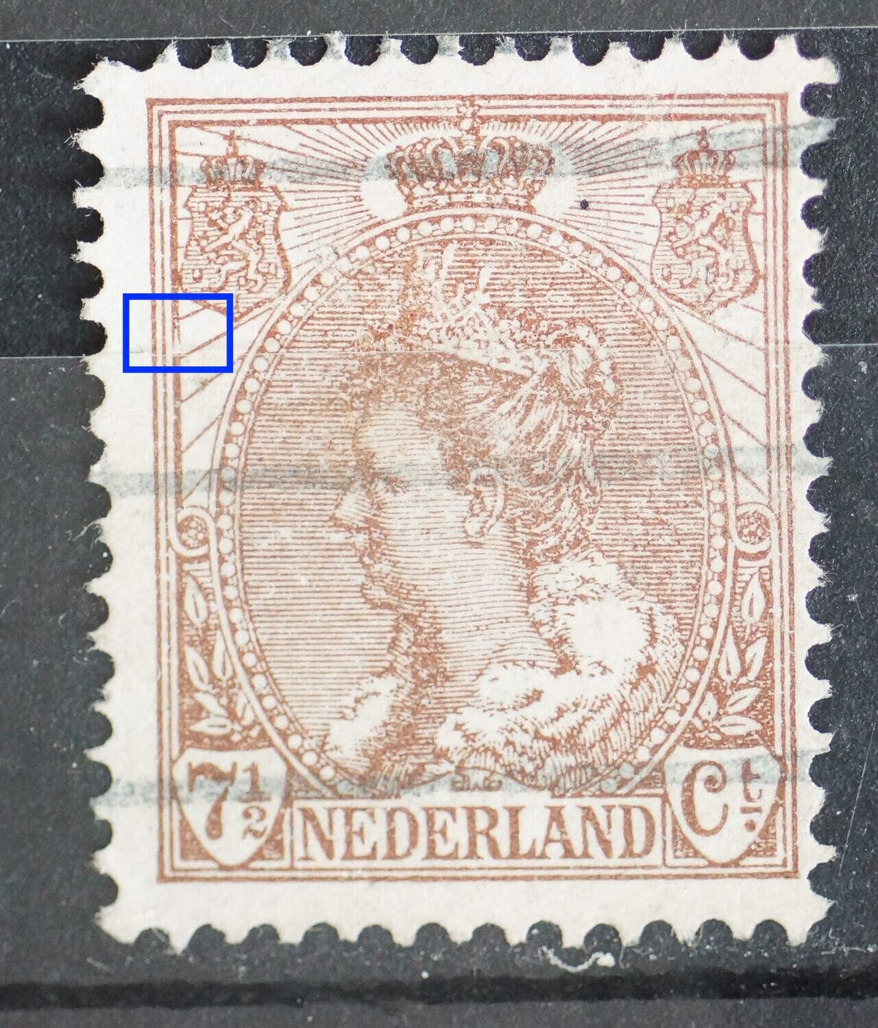 NVPH 61 - breuk/beschadiging in kaderlijn links NVPH 61 - breuk/beschadiging in kaderlijn links