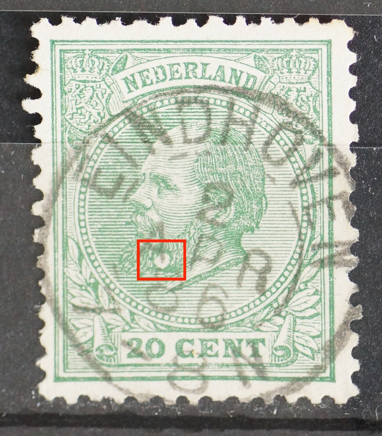 NVPH 24 - grote witte vlek in de baard