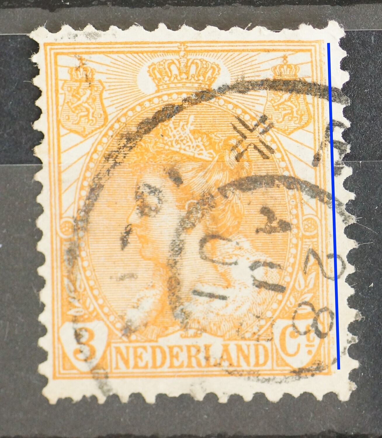NVPH 56 - extra oranje lijn naast het zegelbeeld, rechts