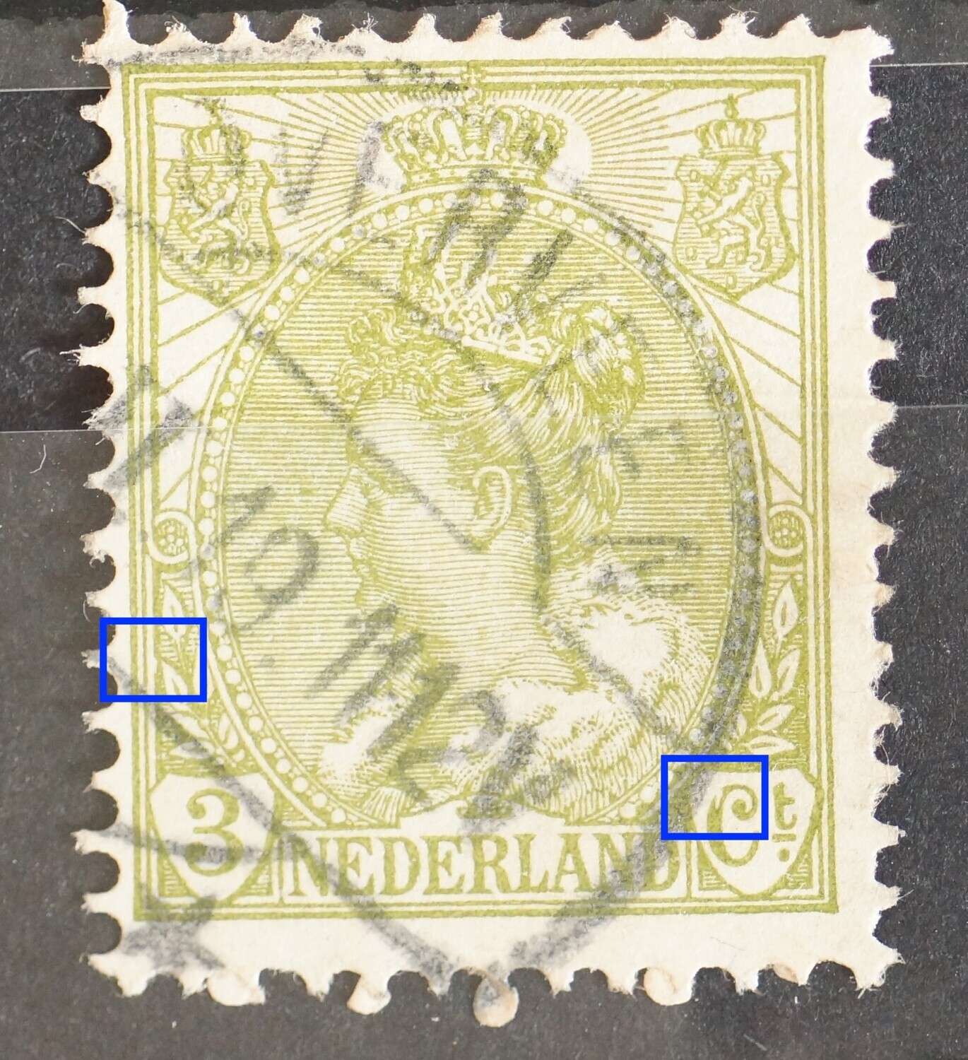 NVPH 57 - o.a. witte vlek in de C van Ct.
