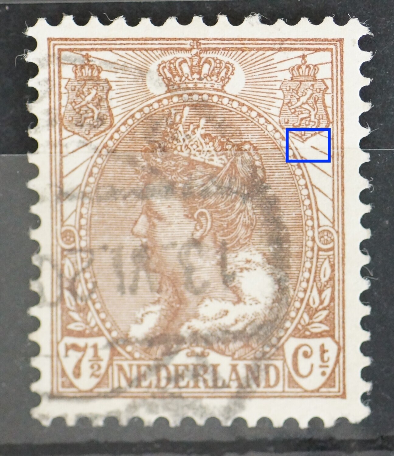 NVPH 61 - breuk in straal onder rechter wapenschild NVPH 61 - breuk in straal onder rechter wapenschild