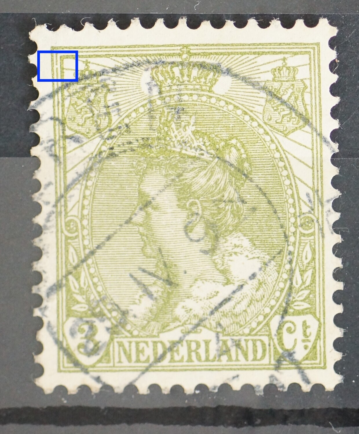 NVPH 57 - breuk in kaderlijn links, boven NVPH 57 - breuk in kaderlijn links, boven