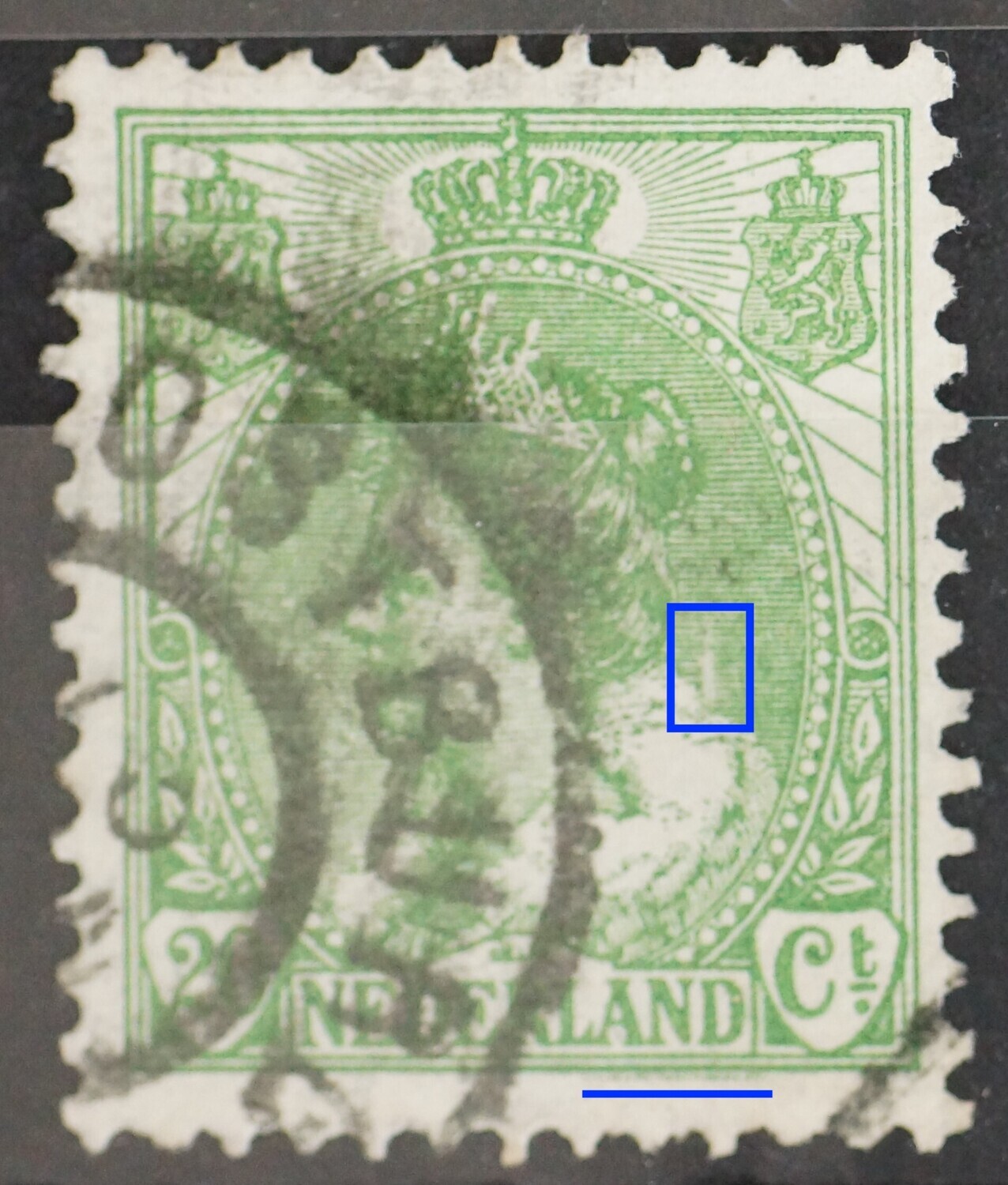NVPH 68 - o.a. witte vlek in de arcering rechts