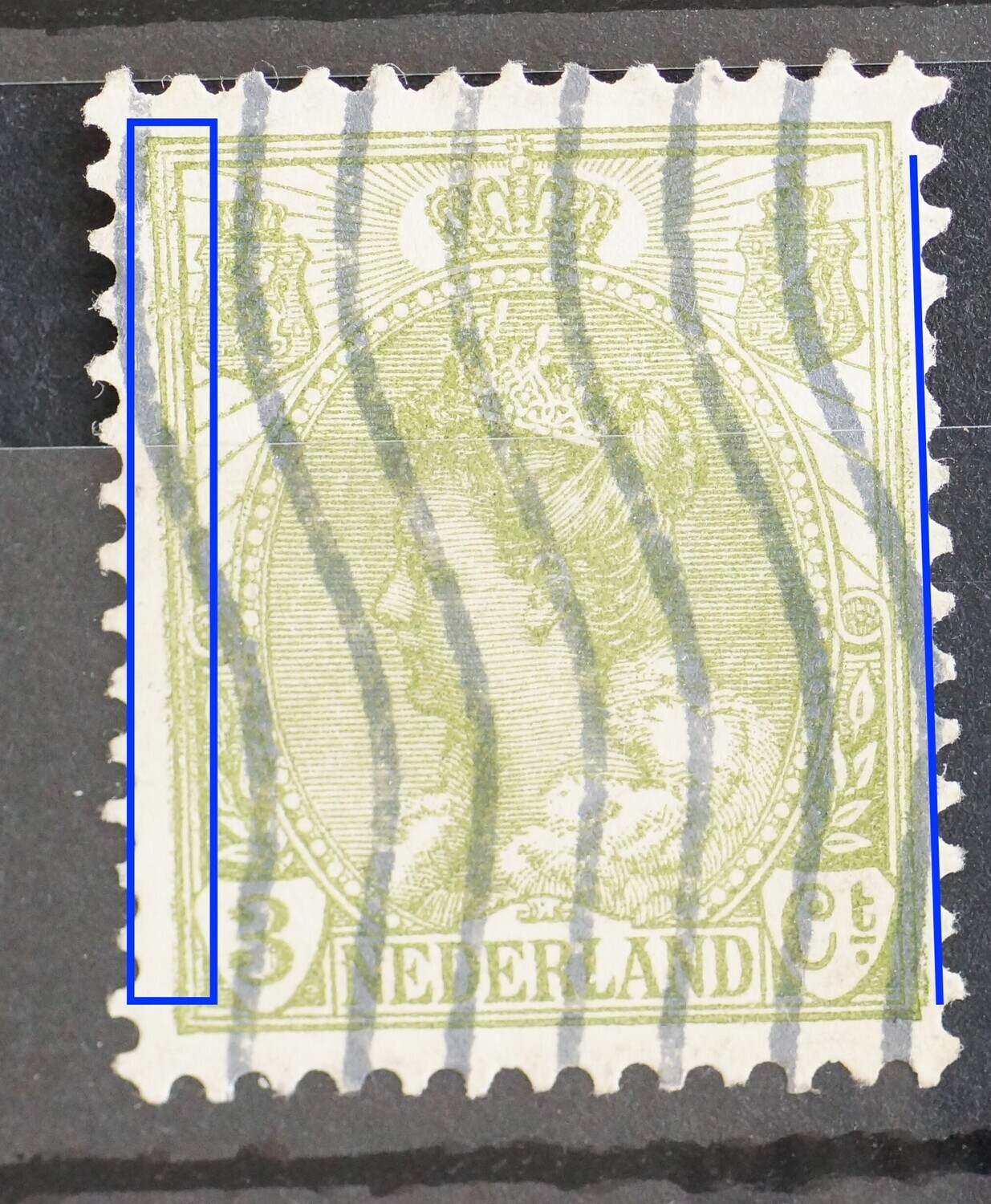 NVPH 57 - trildruk: extra groene lijnen links en rechts NVPH 57 - trildruk: extra groene lijnen links en rechts