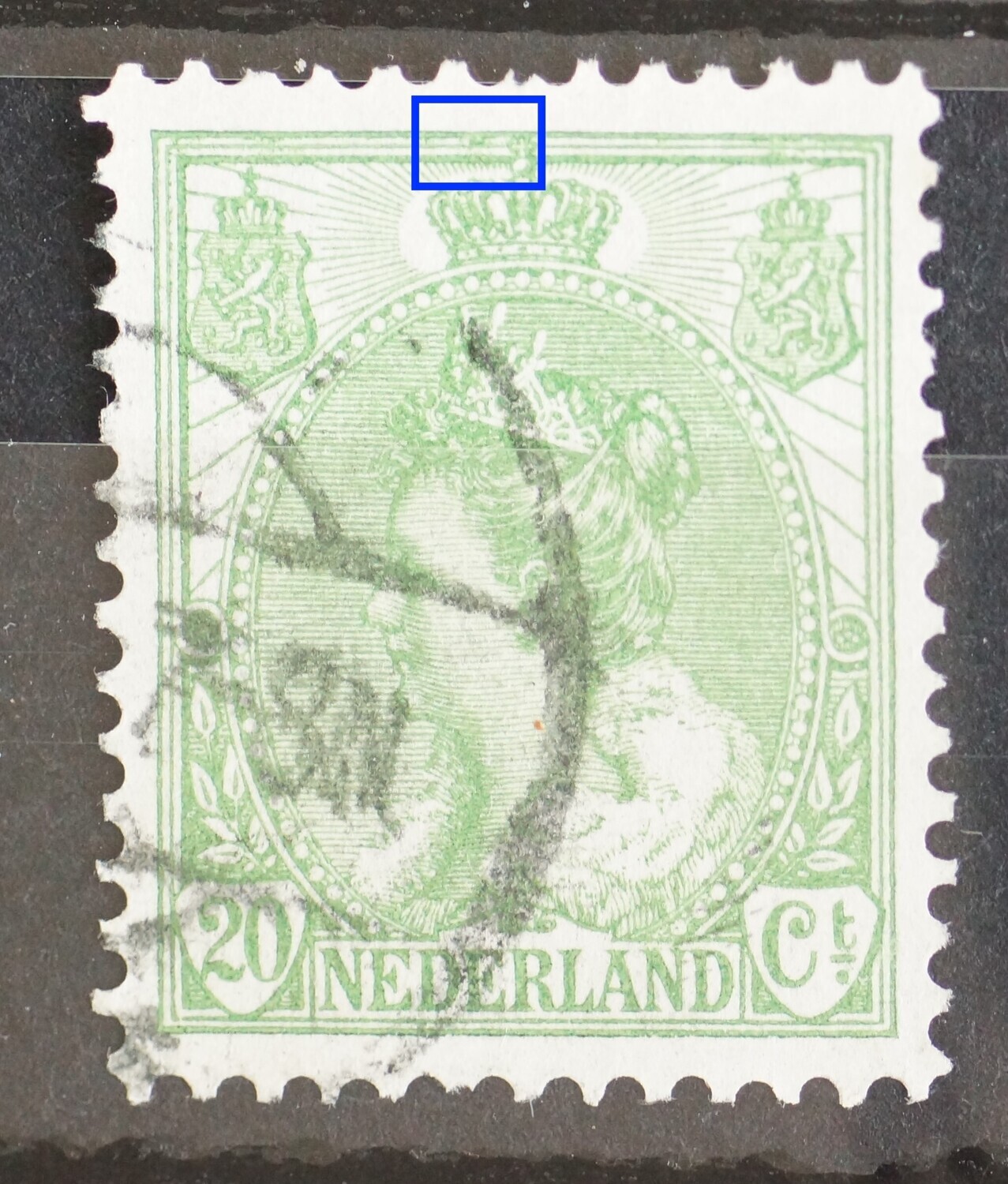 NVPH 68 - groene vlek links van kroon