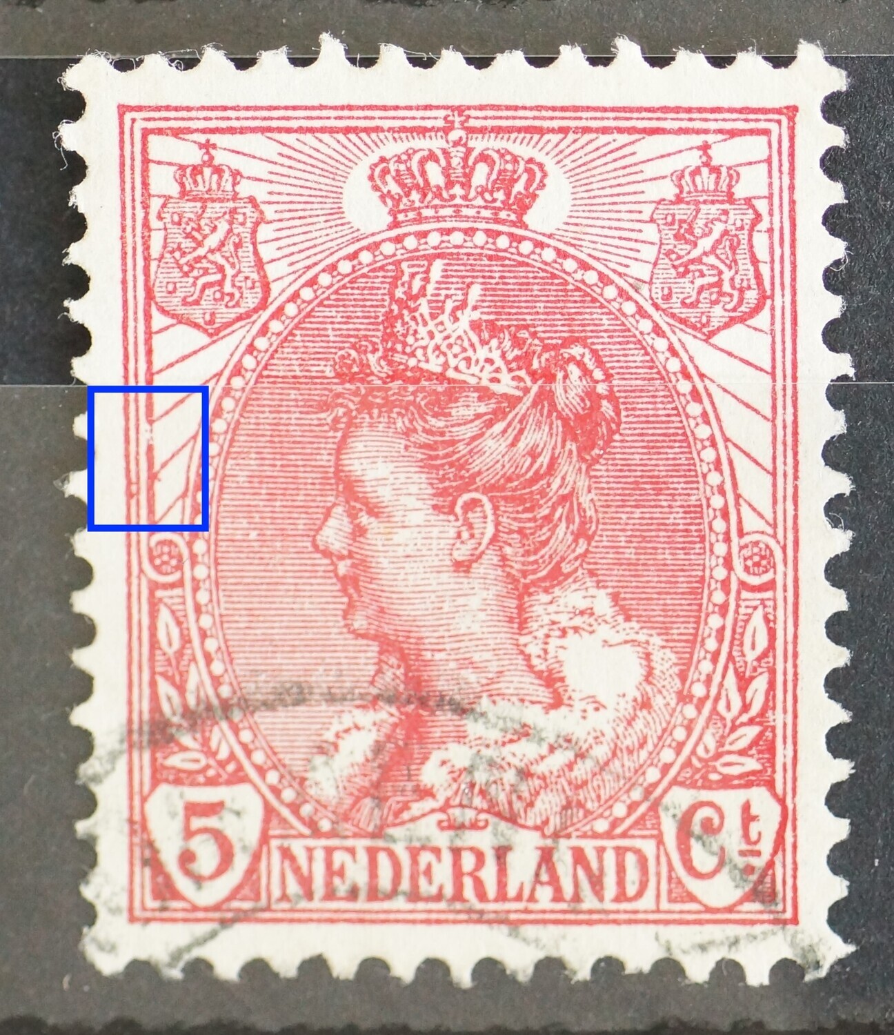 NVPH 60 - beschadigingen kaderlijnen links