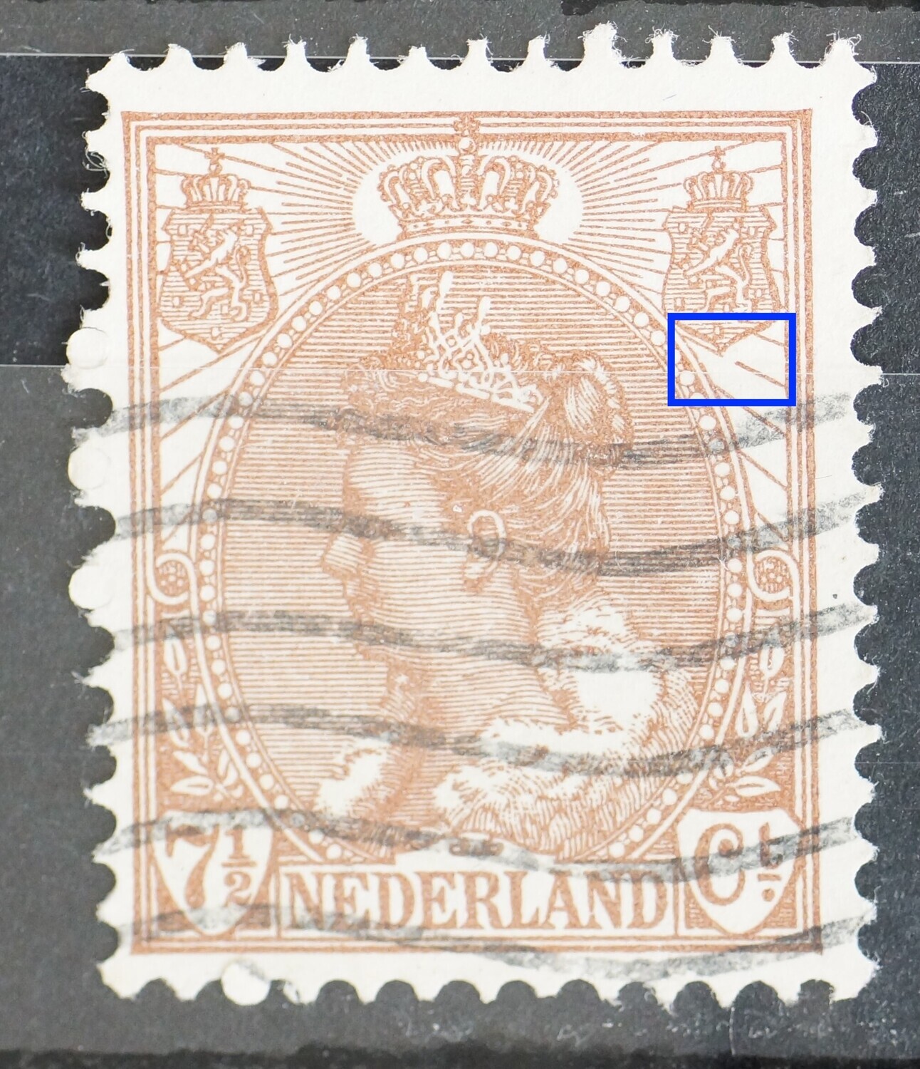 NVPH 61 - breuk in straal onder rechter wapenschild NVPH 61 - breuk in straal onder rechter wapenschild