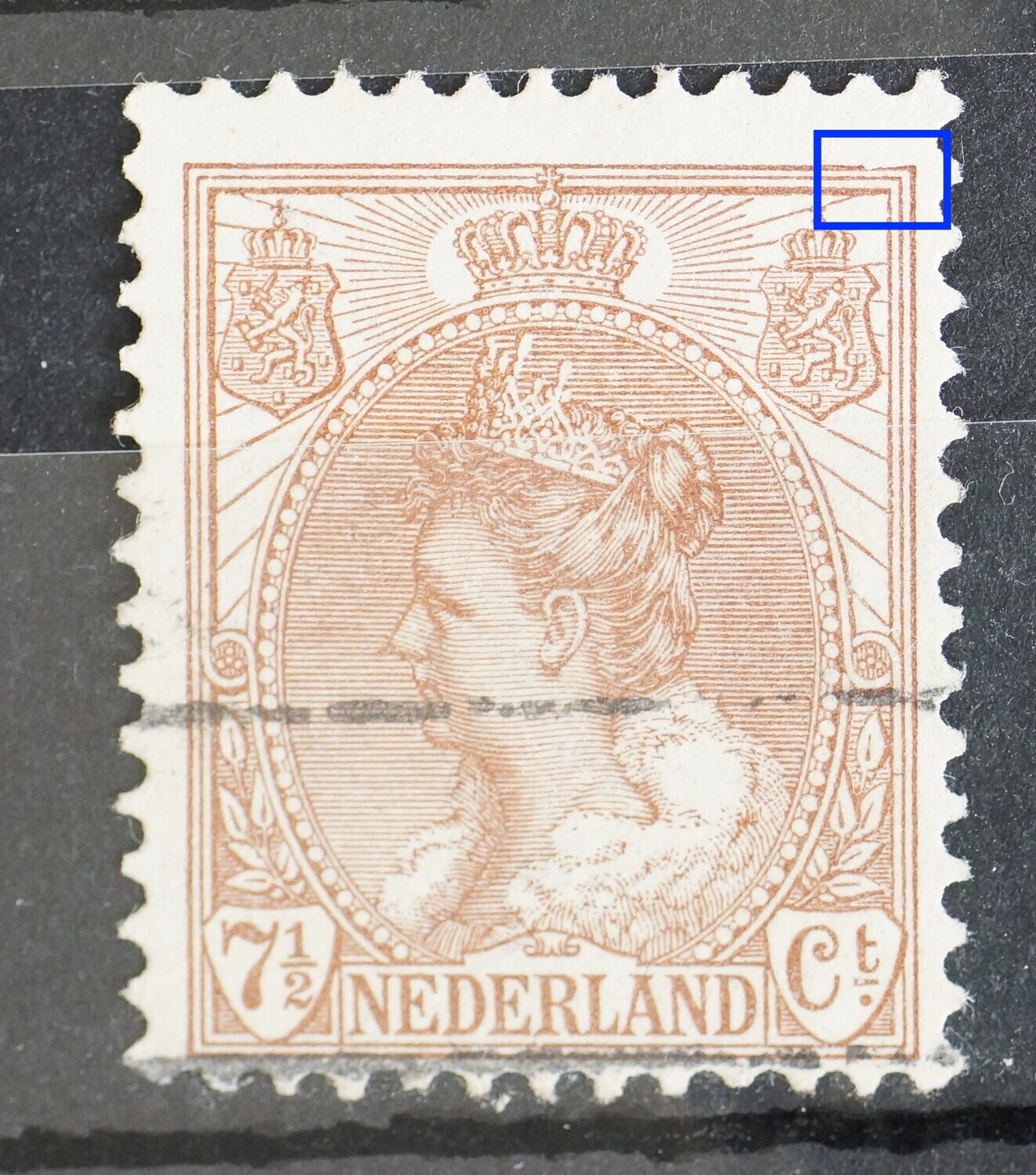 NVPH 61 - beschadigde kaderlijn rechts boven