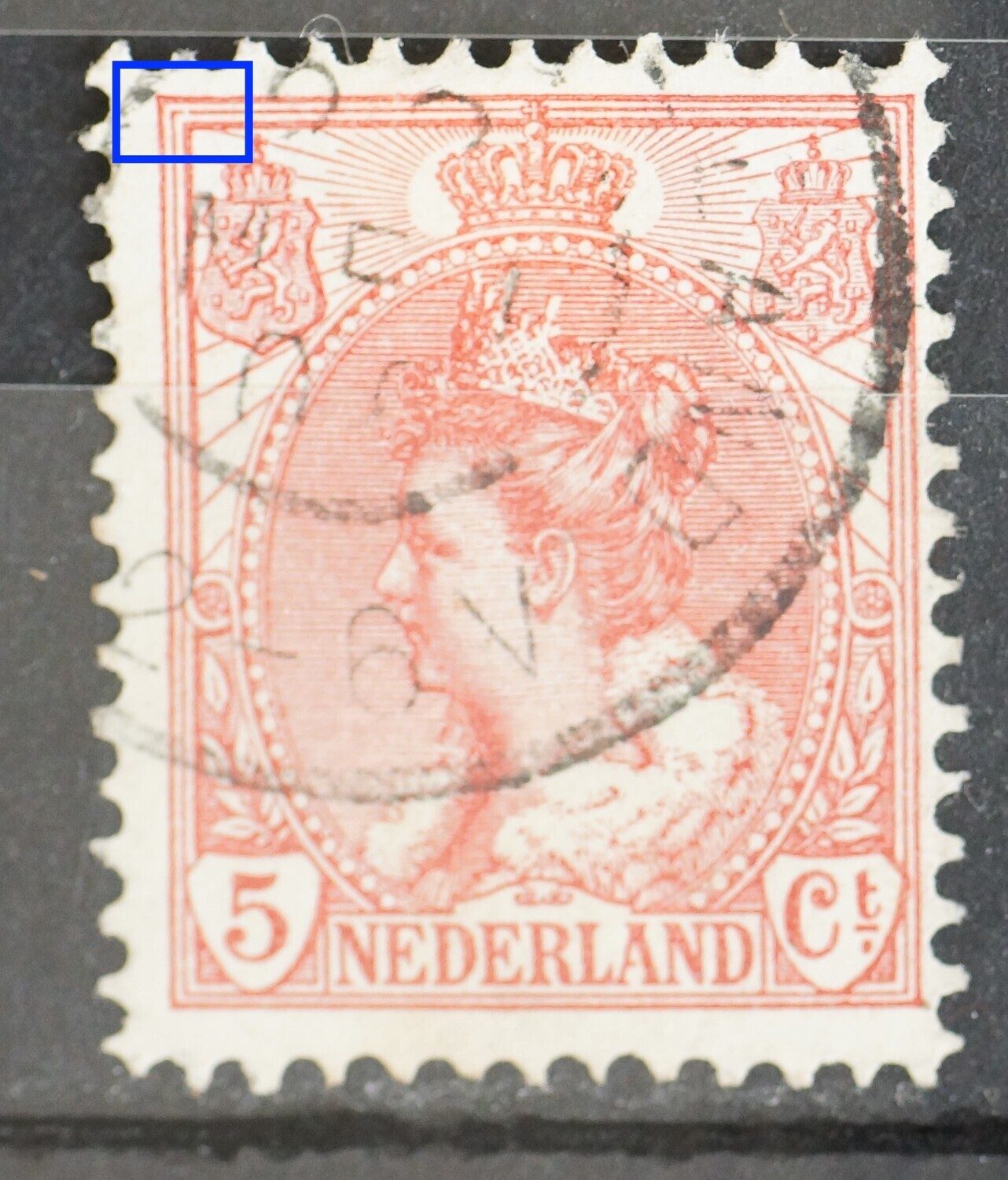 NVPH 60 - breuk in kaderlijn boven, links
