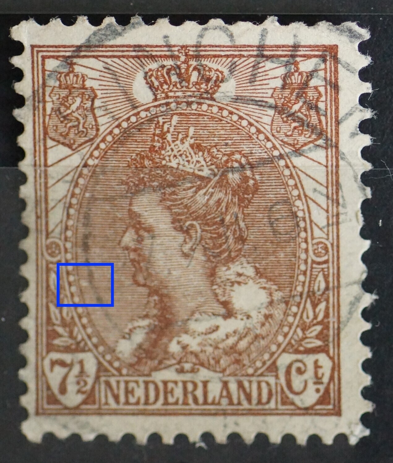 NVPH 61 - breuk in arcering links.