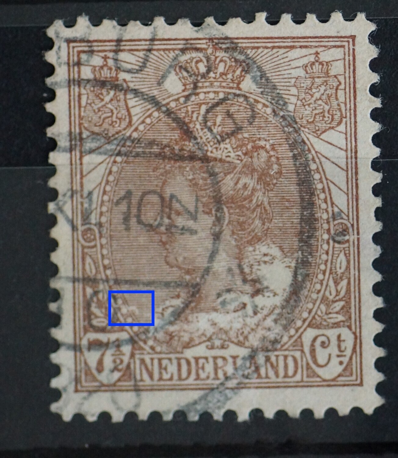 NVPH 61 - witte vlek in arcering links, onder