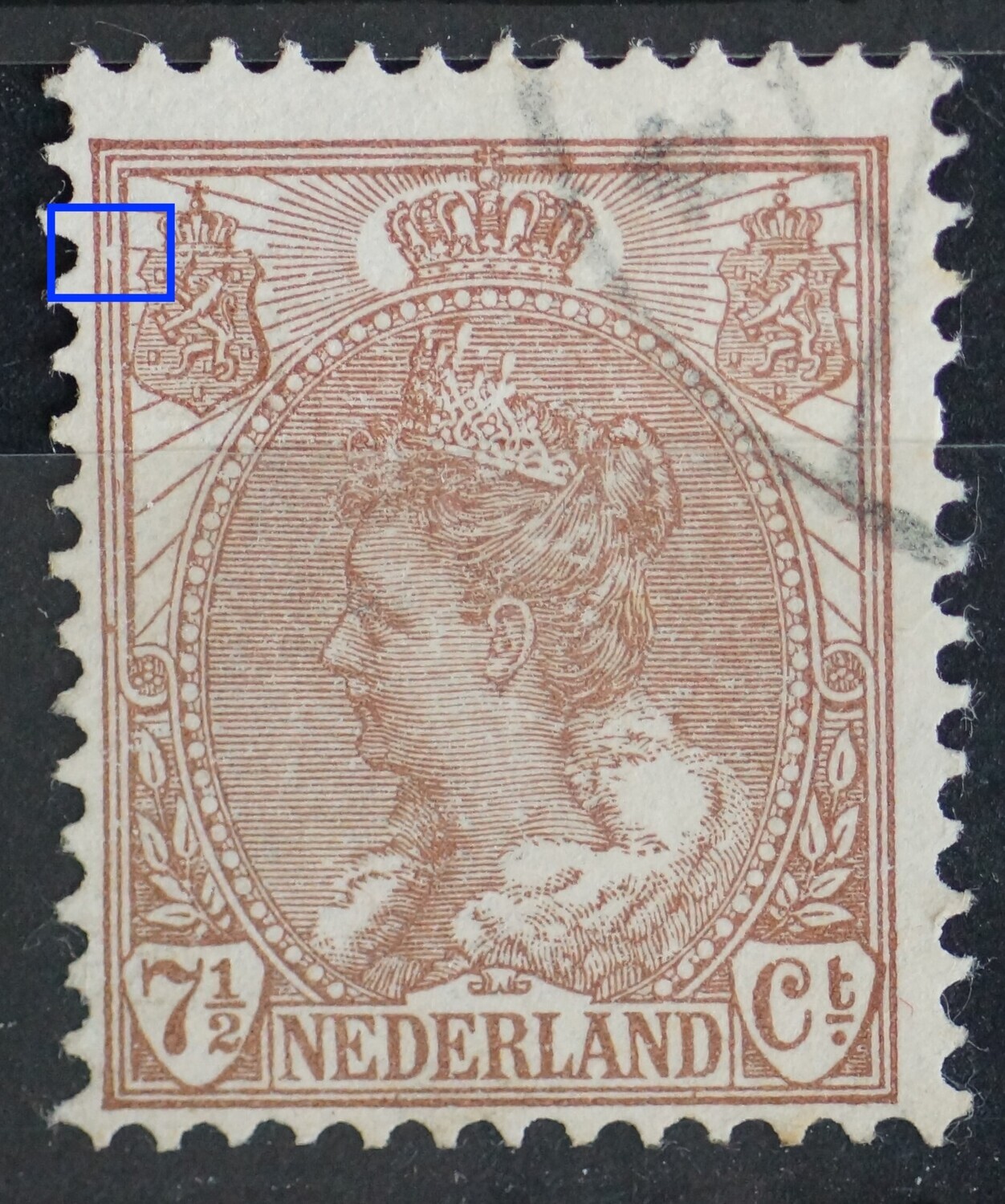 NVPH 61 - breuk in kaderlijn links, boven NVPH 61 - breuk in kaderlijn links, boven