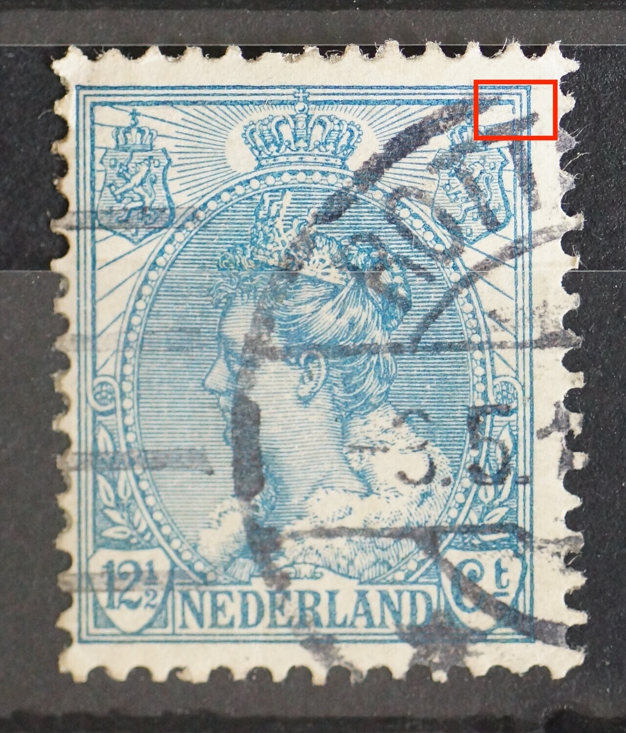 NVPH 63 - breuk in kaderlijn rechts, boven