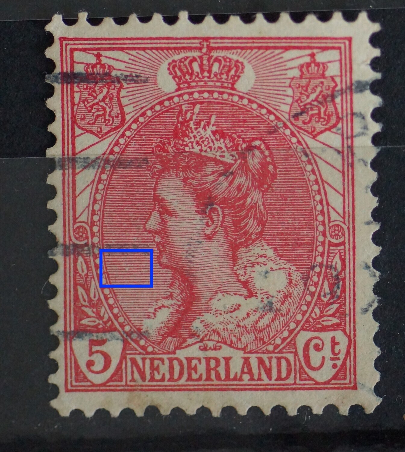 NVPH 60 - breuk in arcering voor het gezicht