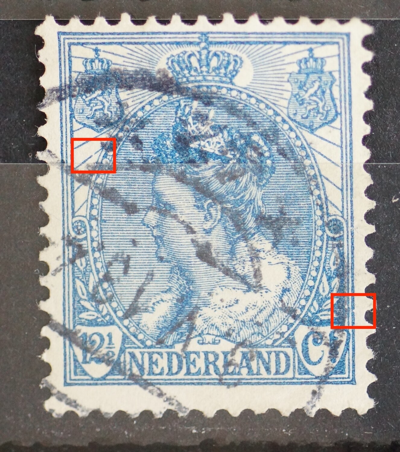 NVPH 63 - o.a. breuk in straal links