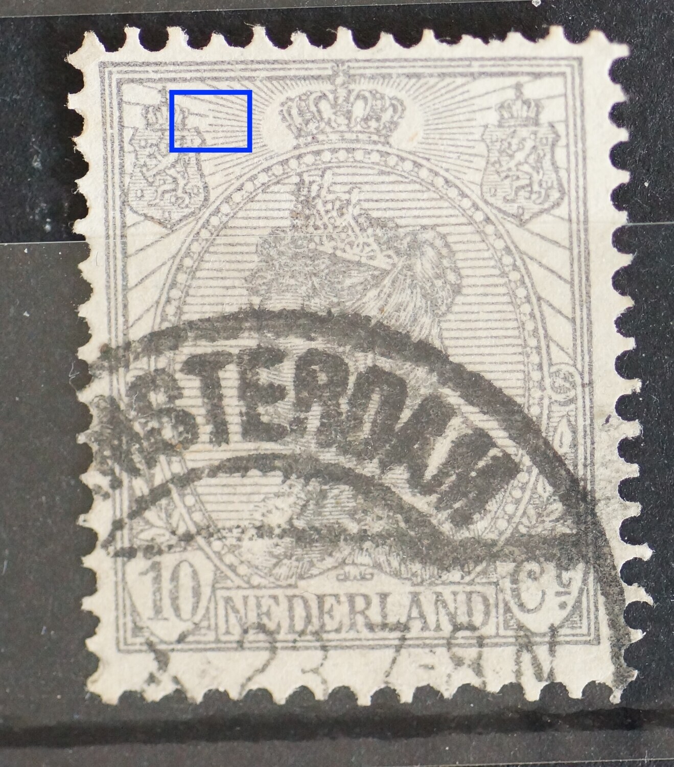 NVPH 81 - breuk in straal naast linker wapenschild NVPH 81 - breuk in straal naast linker wapenschild