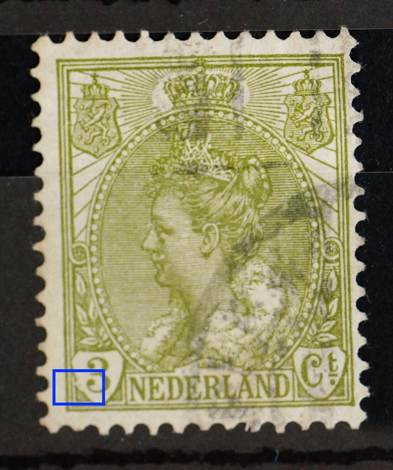 NVPH 57 - o.a. breuk in schild rondom 3