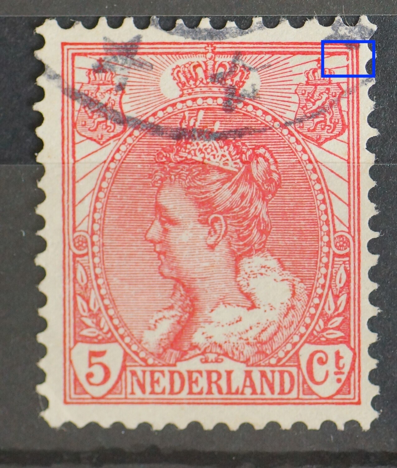 NVPH 60 - breuk in kaderlijn rechts, boven