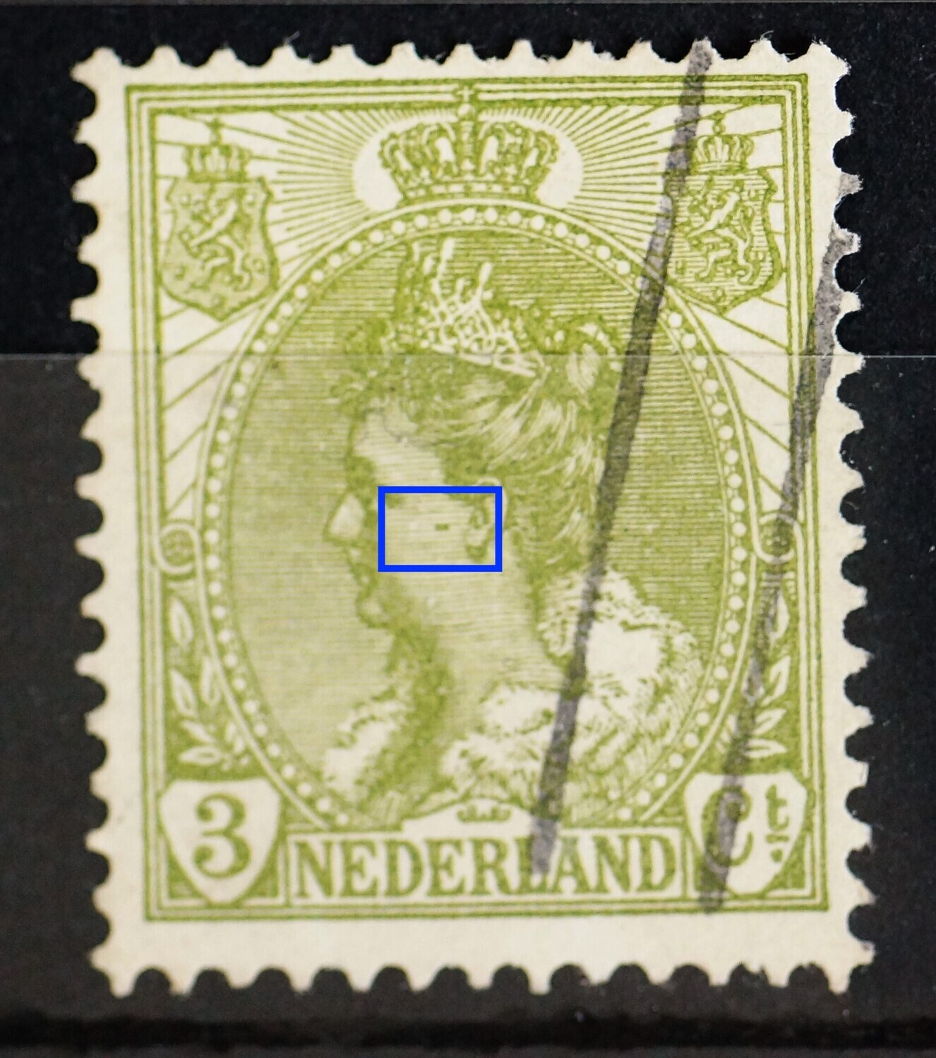NVPH 57 - groen balkje voor het oor