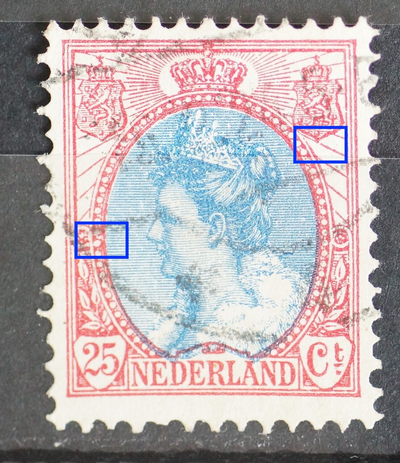 NVPH 71 - o.a. breuk in straal onder rechter wapenschild