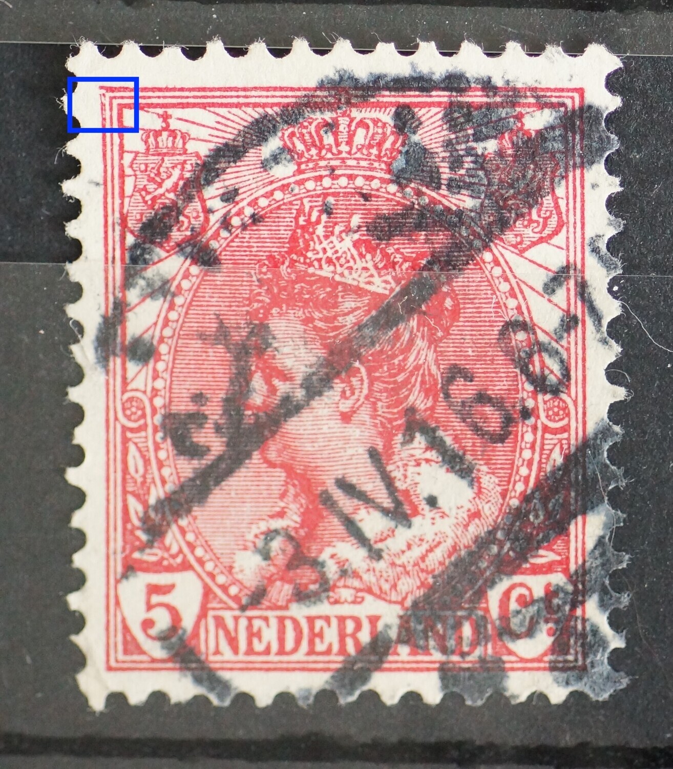 NVPH 60 - beschadigde kaderlijn linker bovenhoek