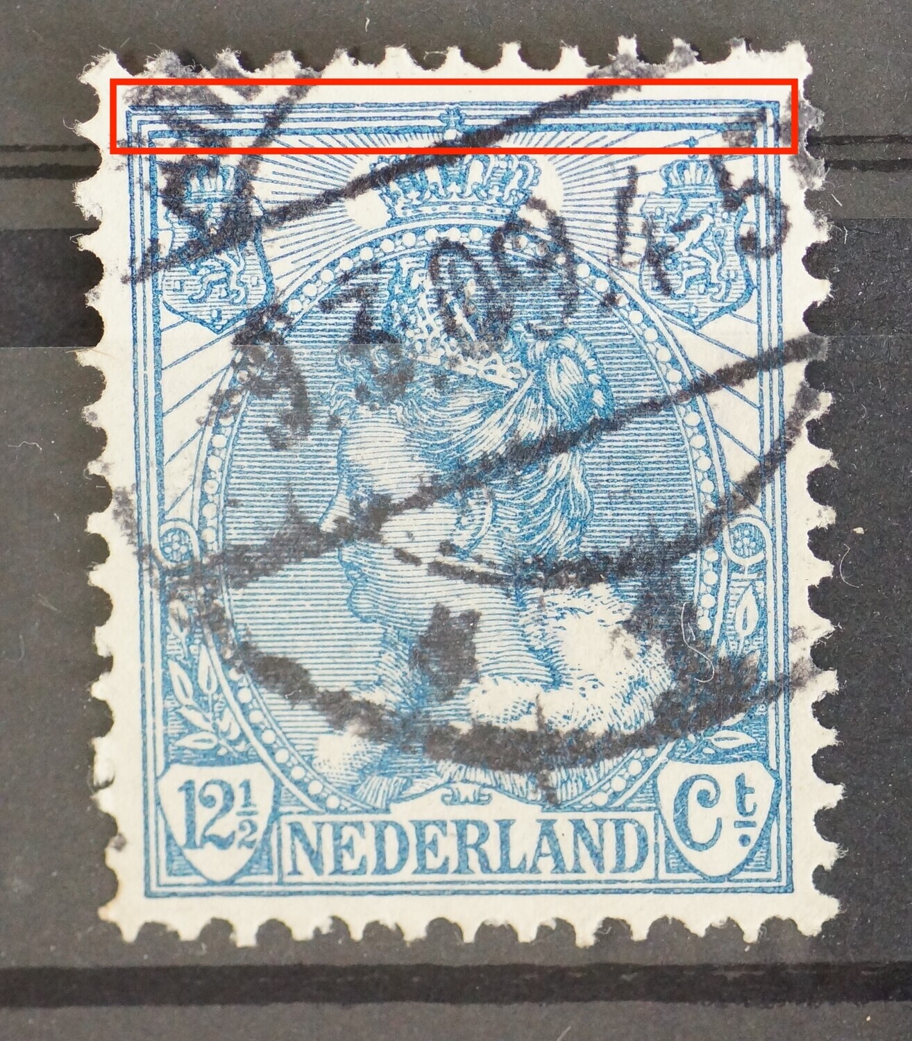NVPH 63 - geheel gespleten kaderlijn boven