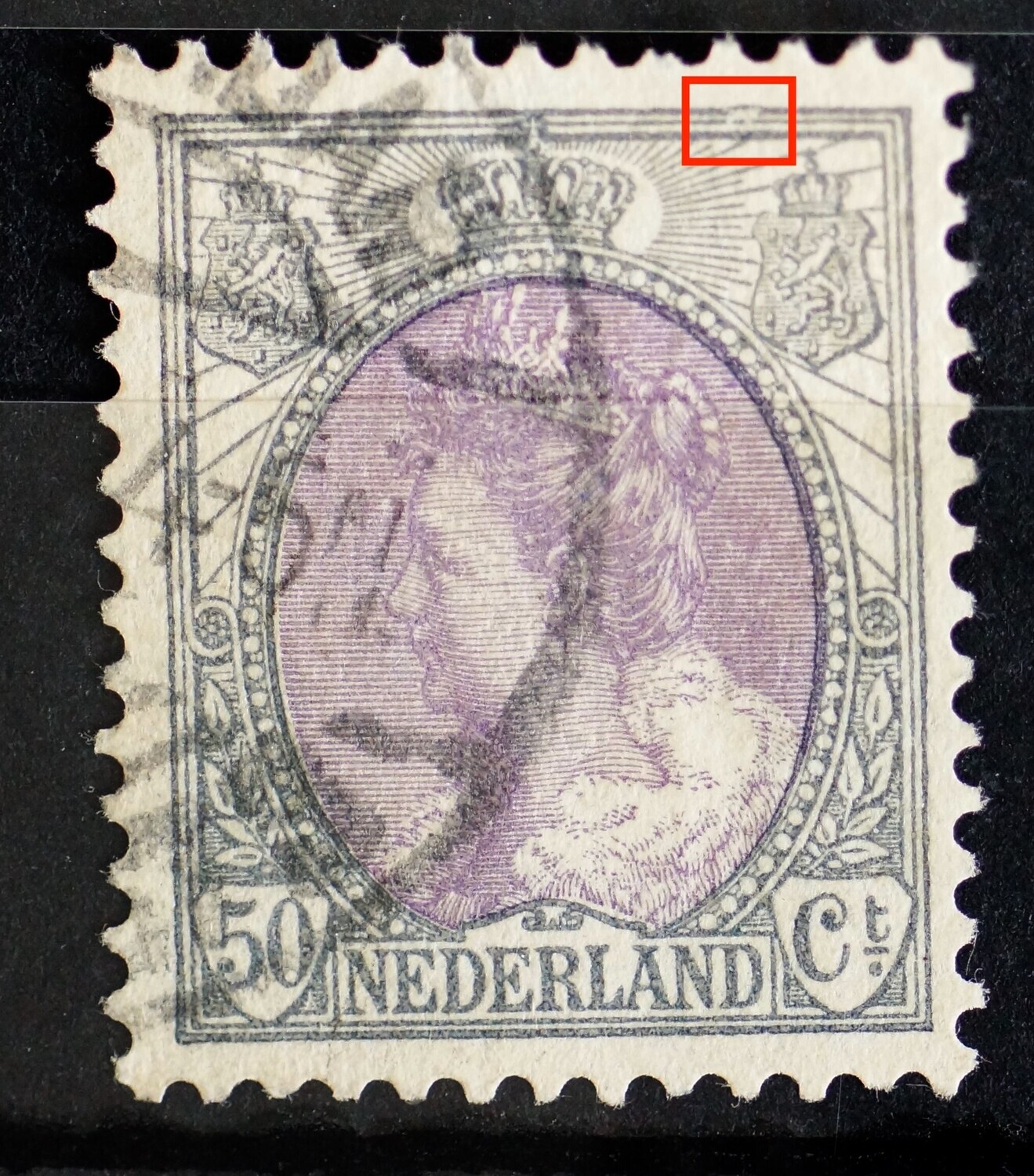 NVPH 75 - beschadigde kaderlijnen boven