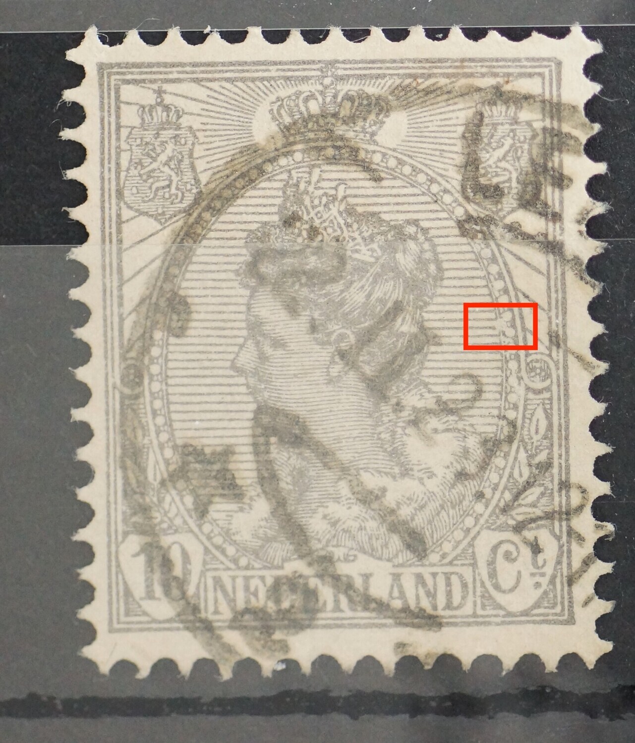 NVPH 81 - witte vlek in parelrand rechts