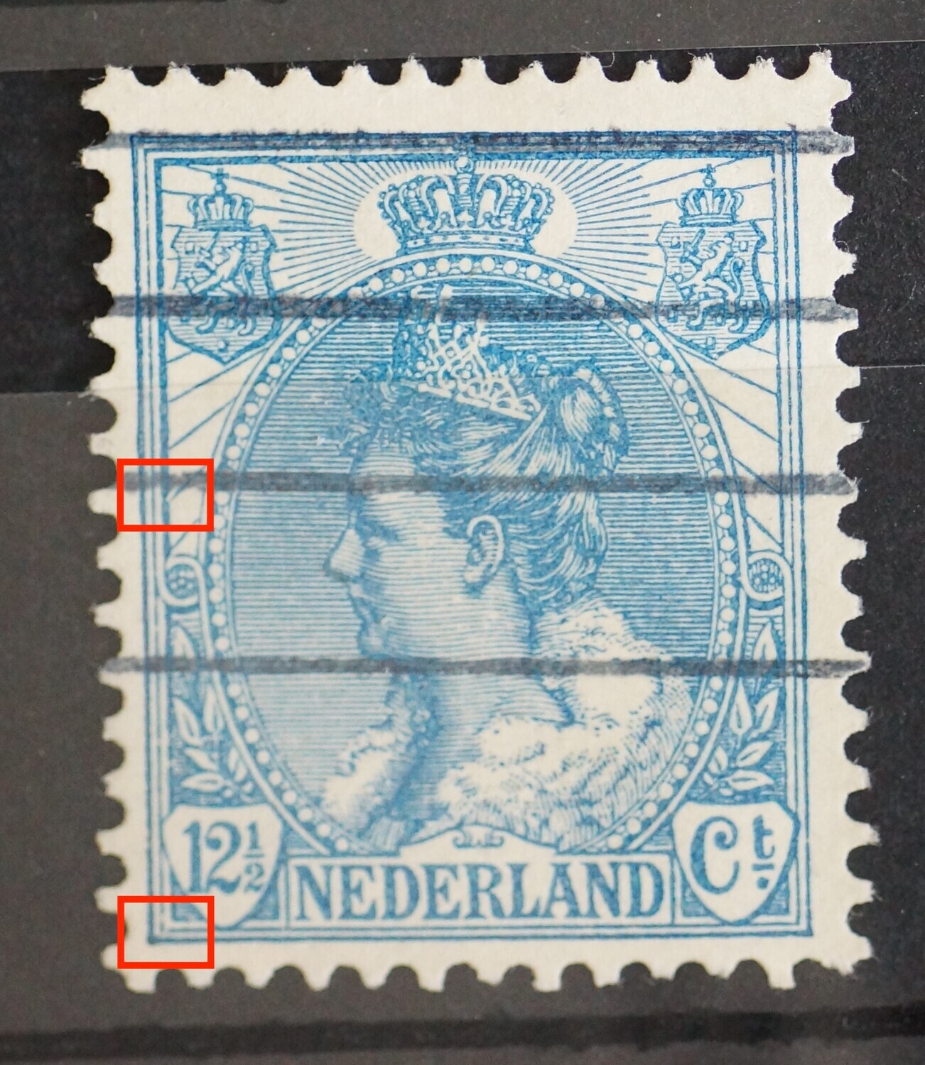 NVPH 63 - breuk in kaderlijn onder, links