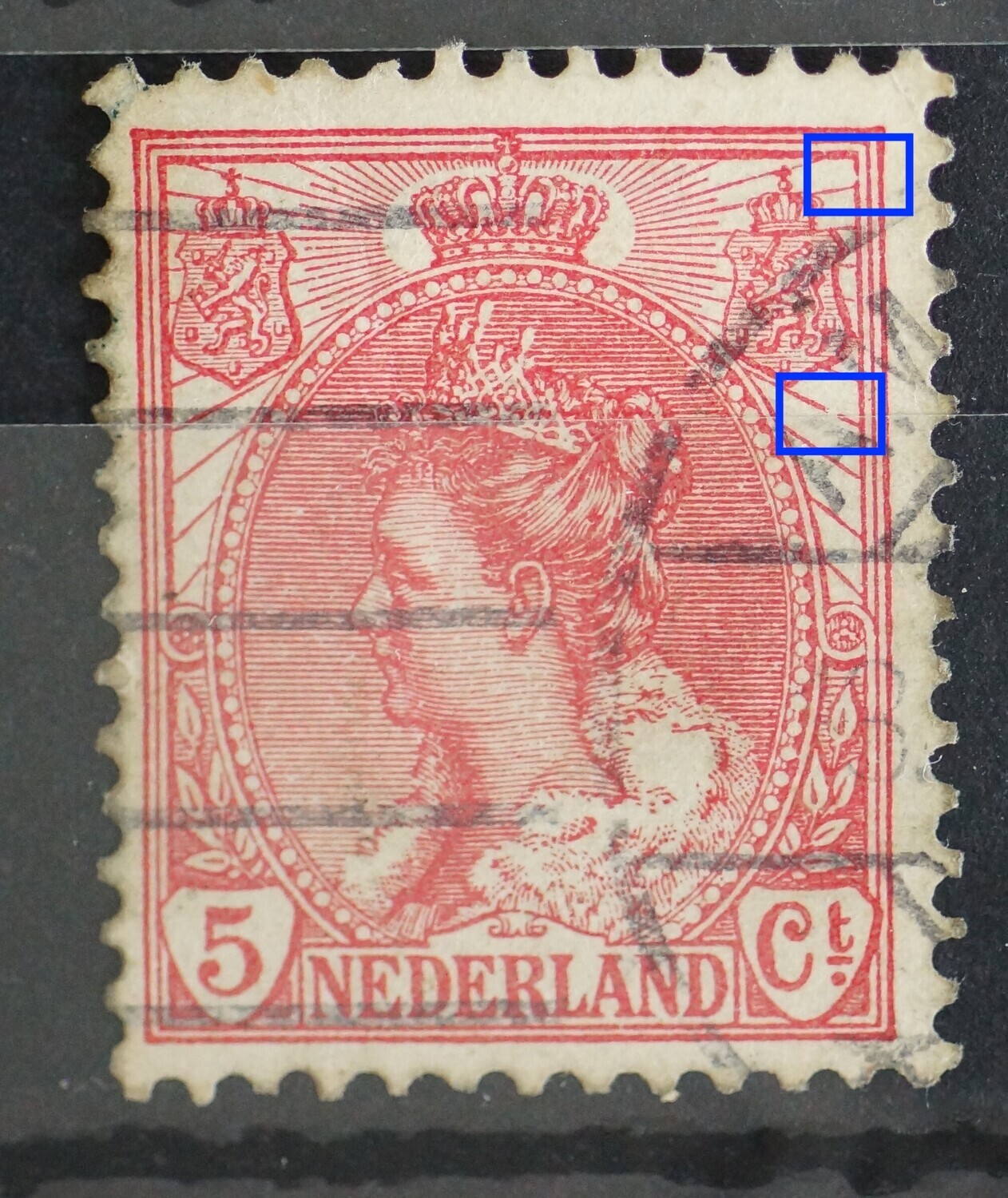NVPH 60 -o.a. breuk in straal onder rechter wapenschild