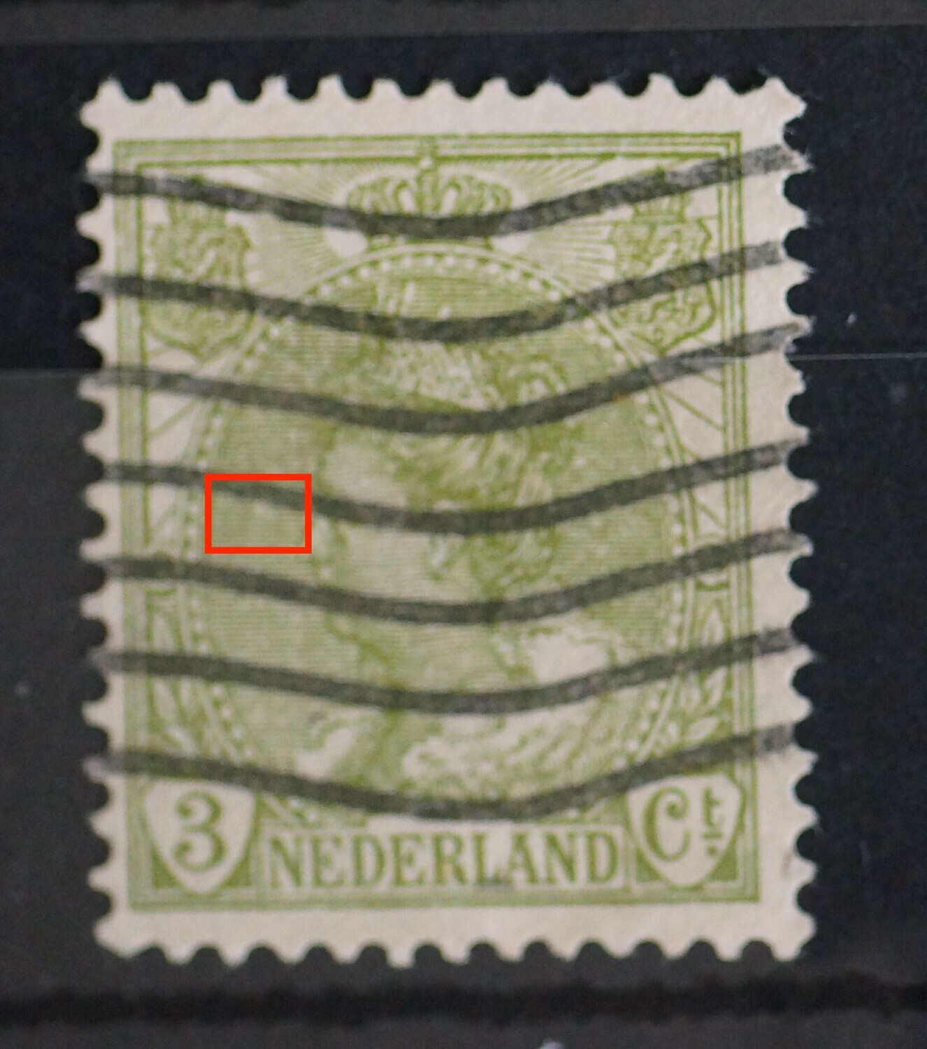 NVPH 57 - breuk in arcering voor het gezicht