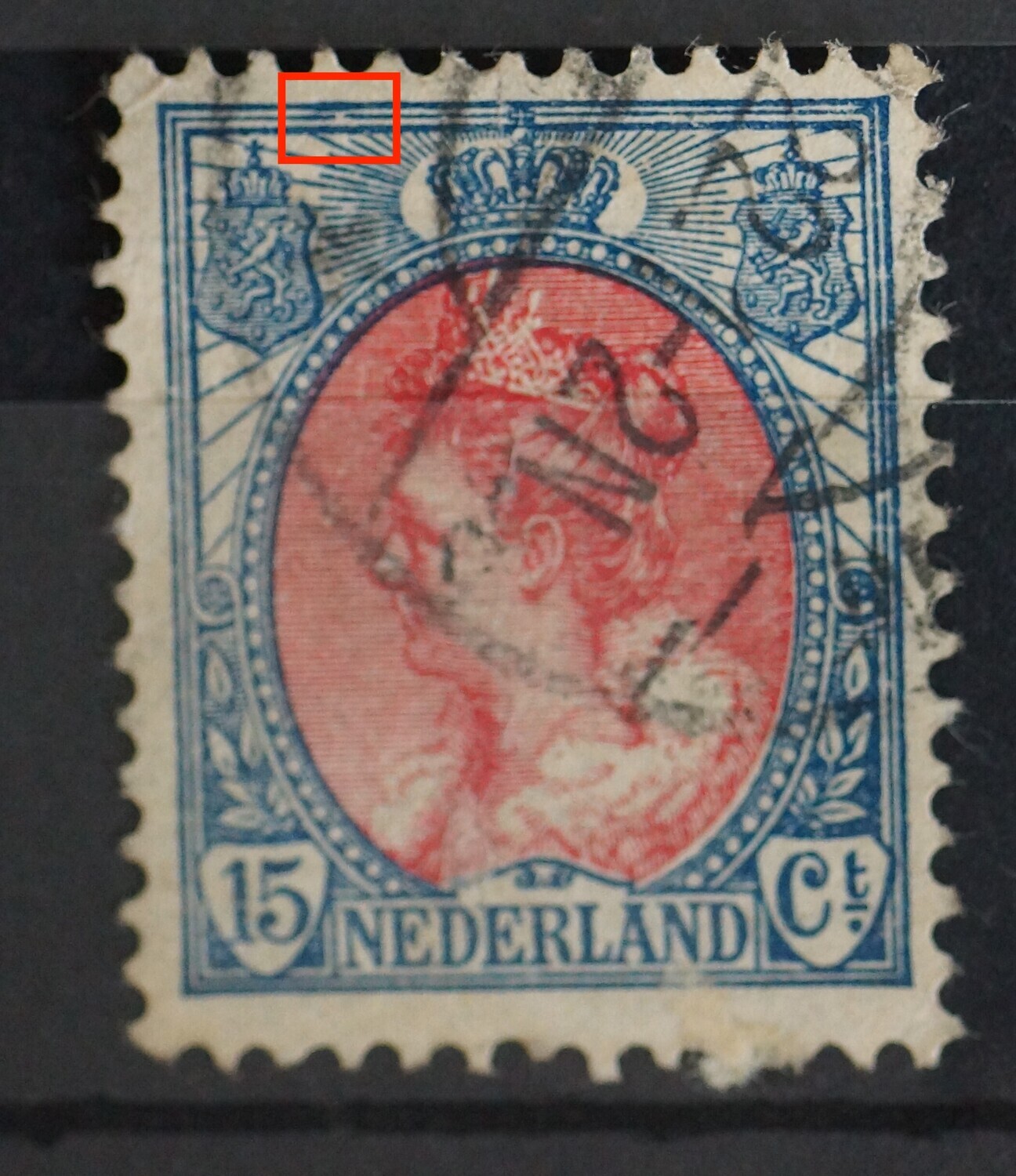 NVPH 65 - breuk in kaderlijn boven, links