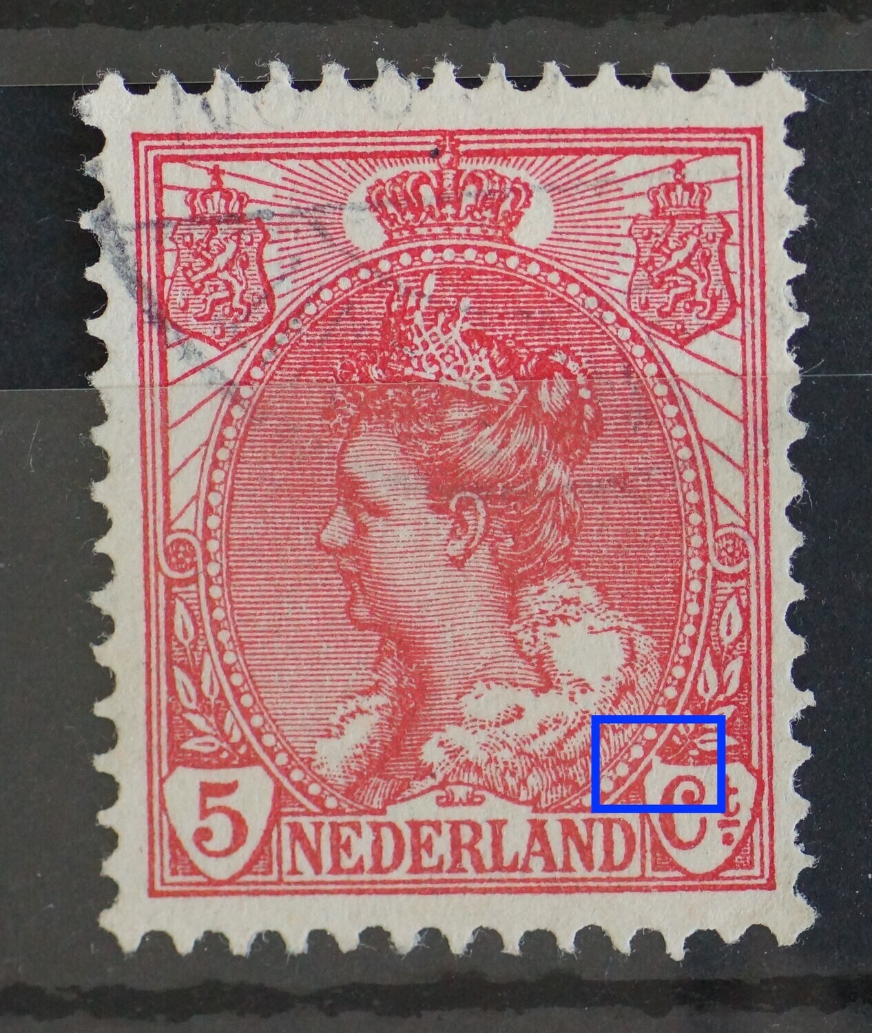 NVPH 60 - breuk / witte vlek in rand schild rondom Ct. NVPH 60 - breuk / witte vlek in rand schild rondom Ct.